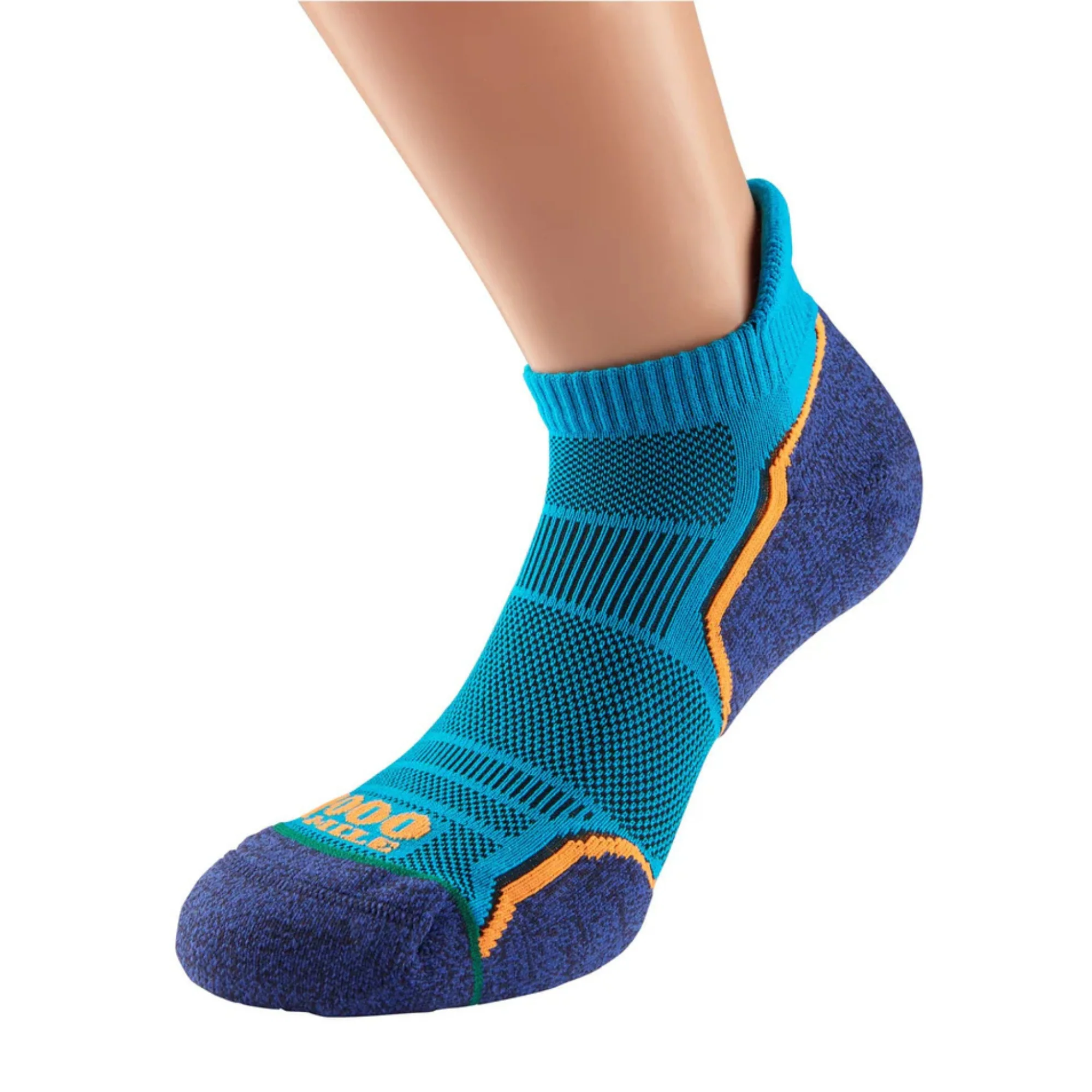 1000 Mile Men's Run Single Layer Socklet - 2 Pair Pack (Kingfisher Blue/Navy) - Image 3