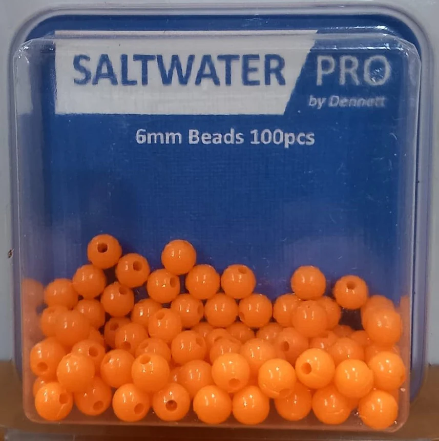Dennett Beads (6mm/100 Pack)(Fluorescent Orange)