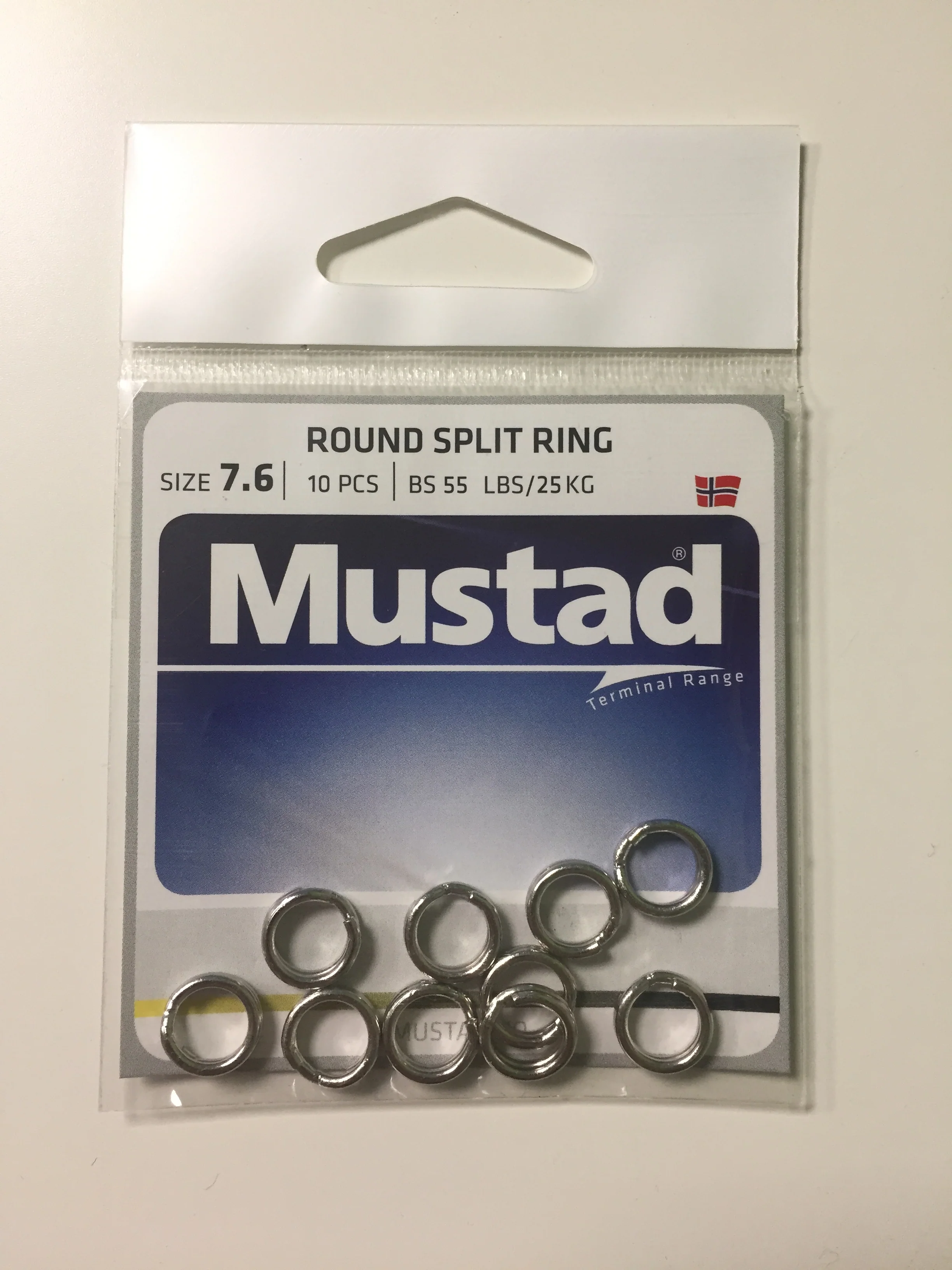 Mustad Round Nickel Split Ring (7.6mm/55lbs)(10 Pack)