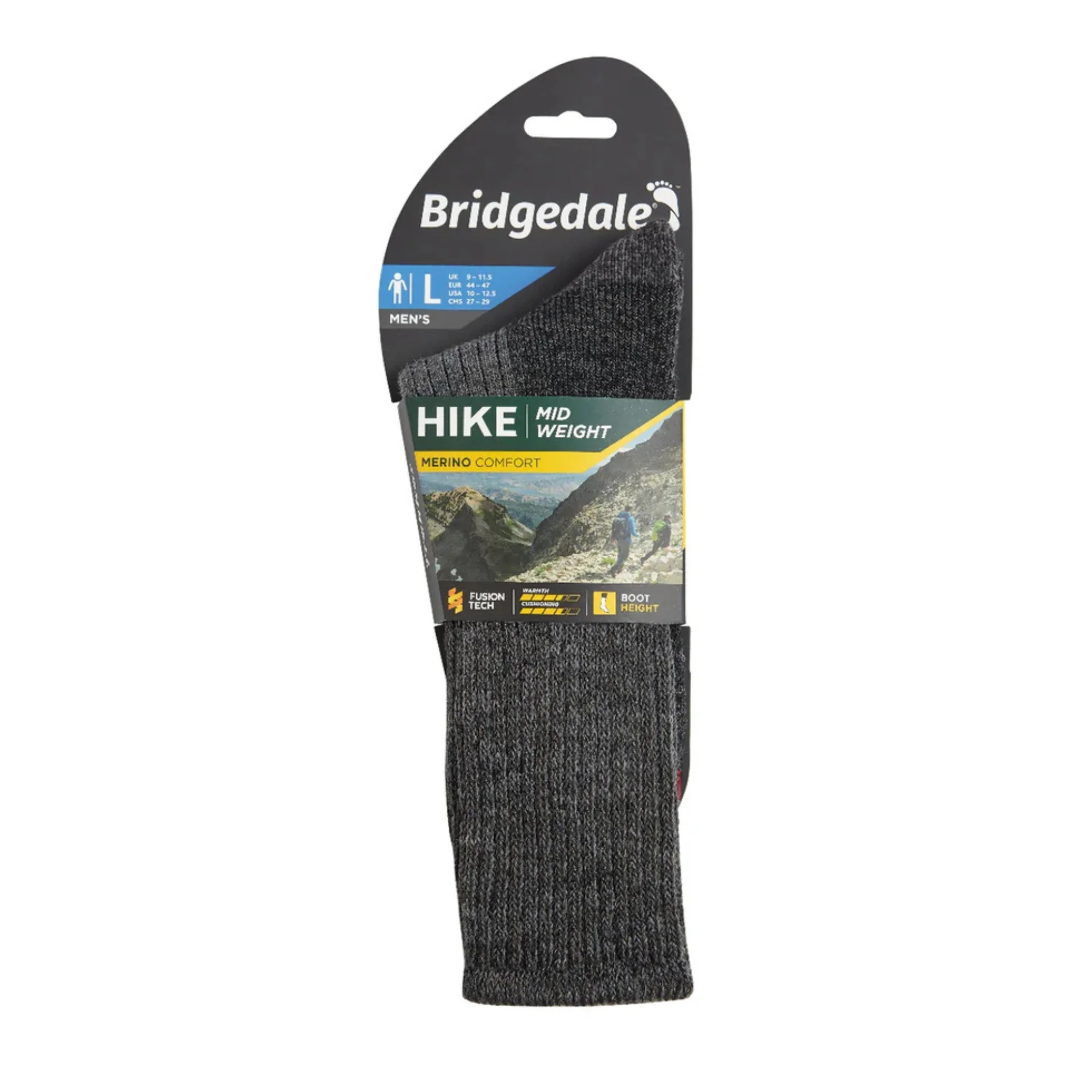 Bridgedale Men's Hike Midweight Merino Comfort Boot Length Socks (Charcoal) - Image 5