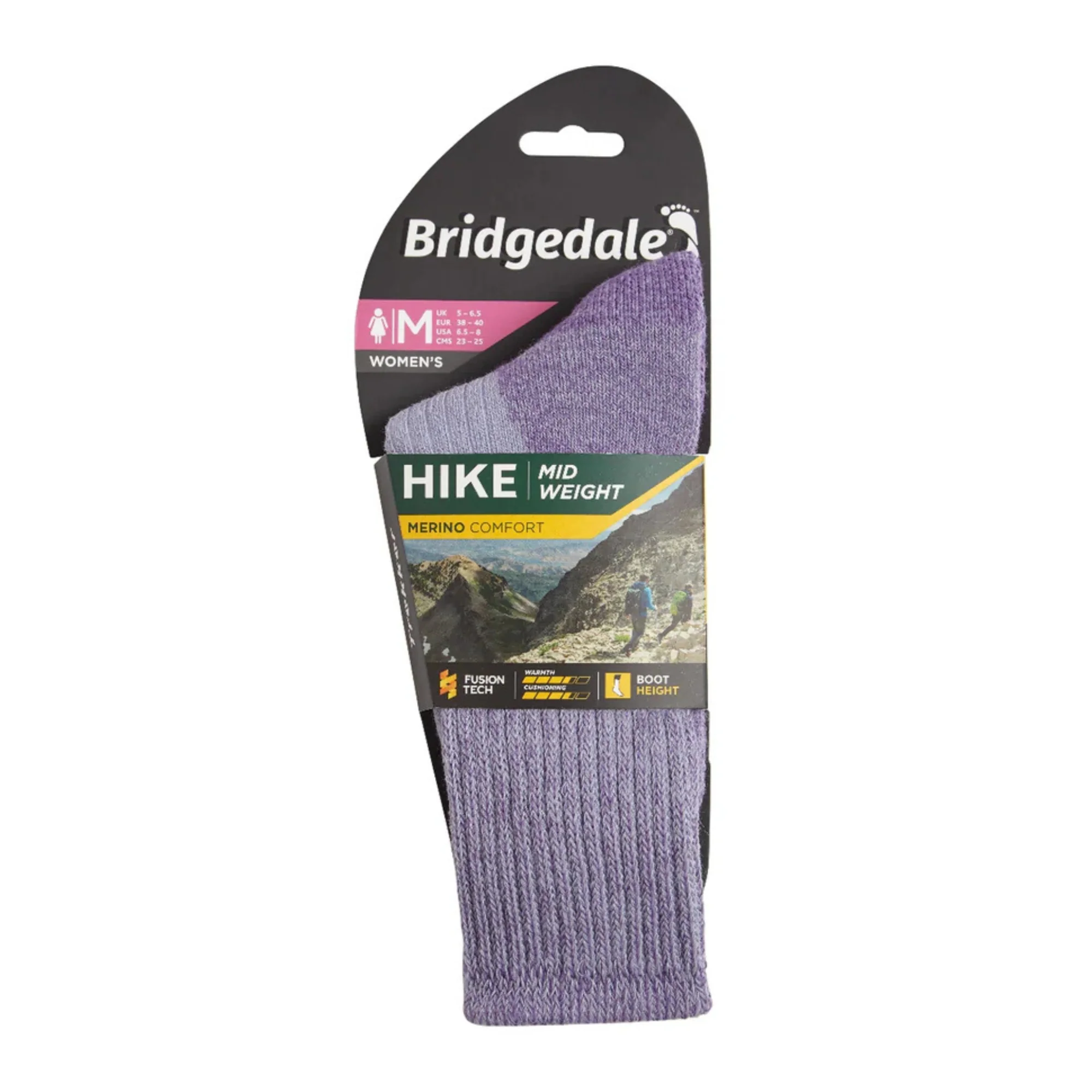 Bridgedale Women's Midweight Merino Comfort Fit Boot Length Hike Socks (Violet) - Image 4
