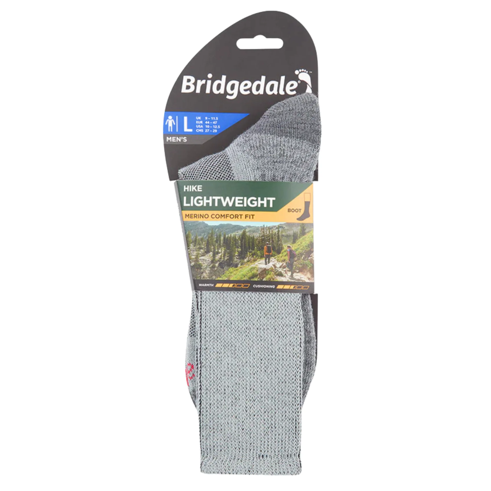 Bridgedale Men's Lightweight Merino Comfort Fit Boot Length Hike Socks (Silver) - Image 5