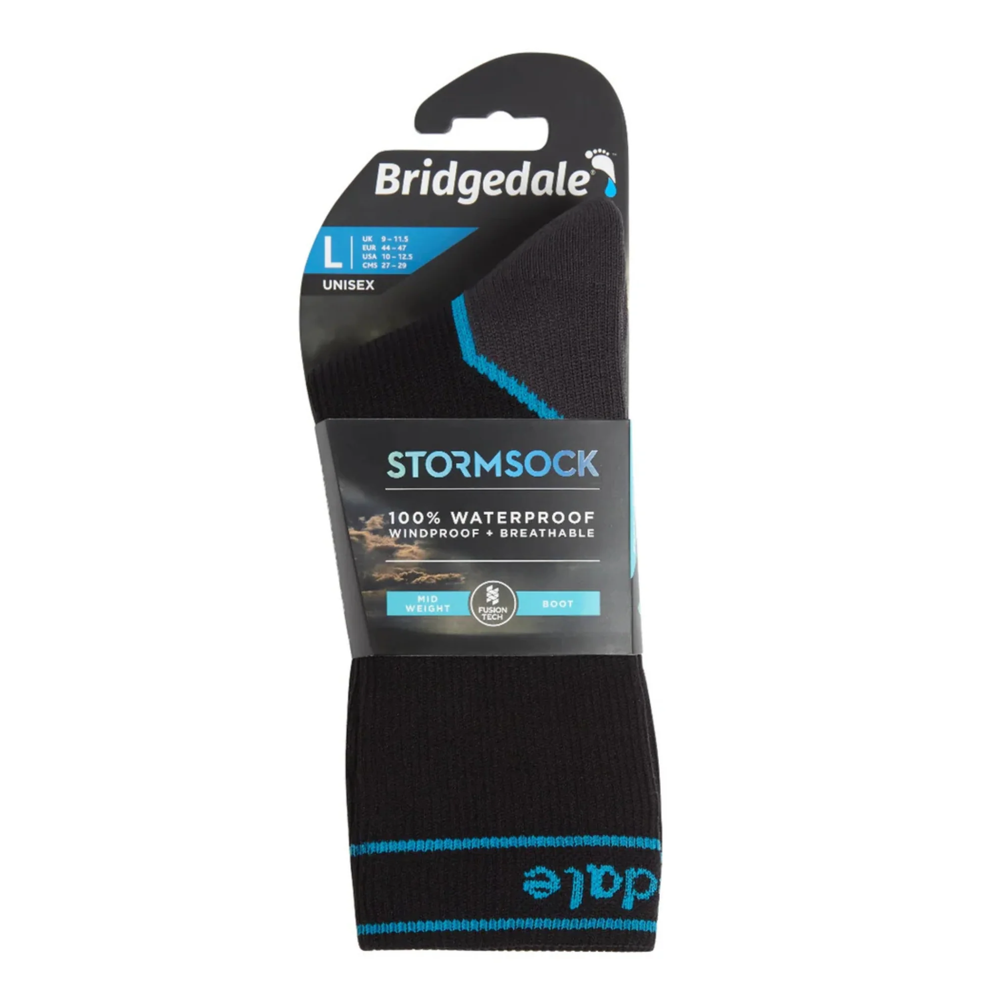 Bridgedale Unisex Waterproof Midweight Merino Blend Boot Length Storm Socks (Black) - Image 5