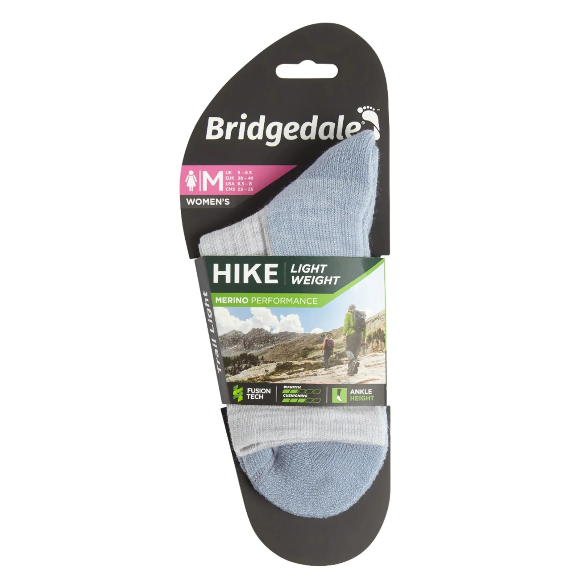 Bridgedale Women's Lightweight Merino Performance 3/4 Crew Length Hike Socks (Grey/Smoky Blue) - Image 5
