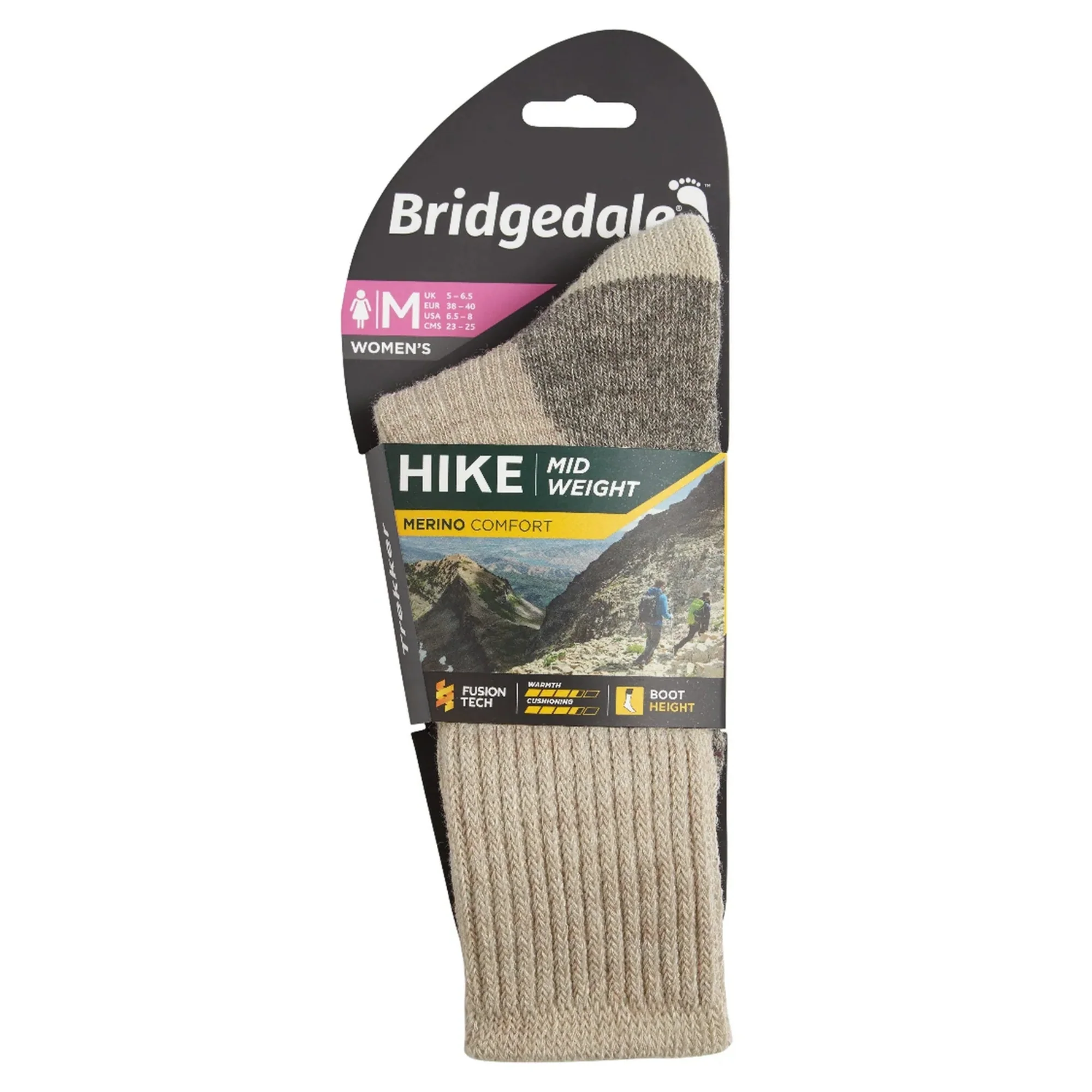 Bridgedale Women's Midweight Merino Comfort Fit Boot Length Hike Socks (Natural) - Image 5