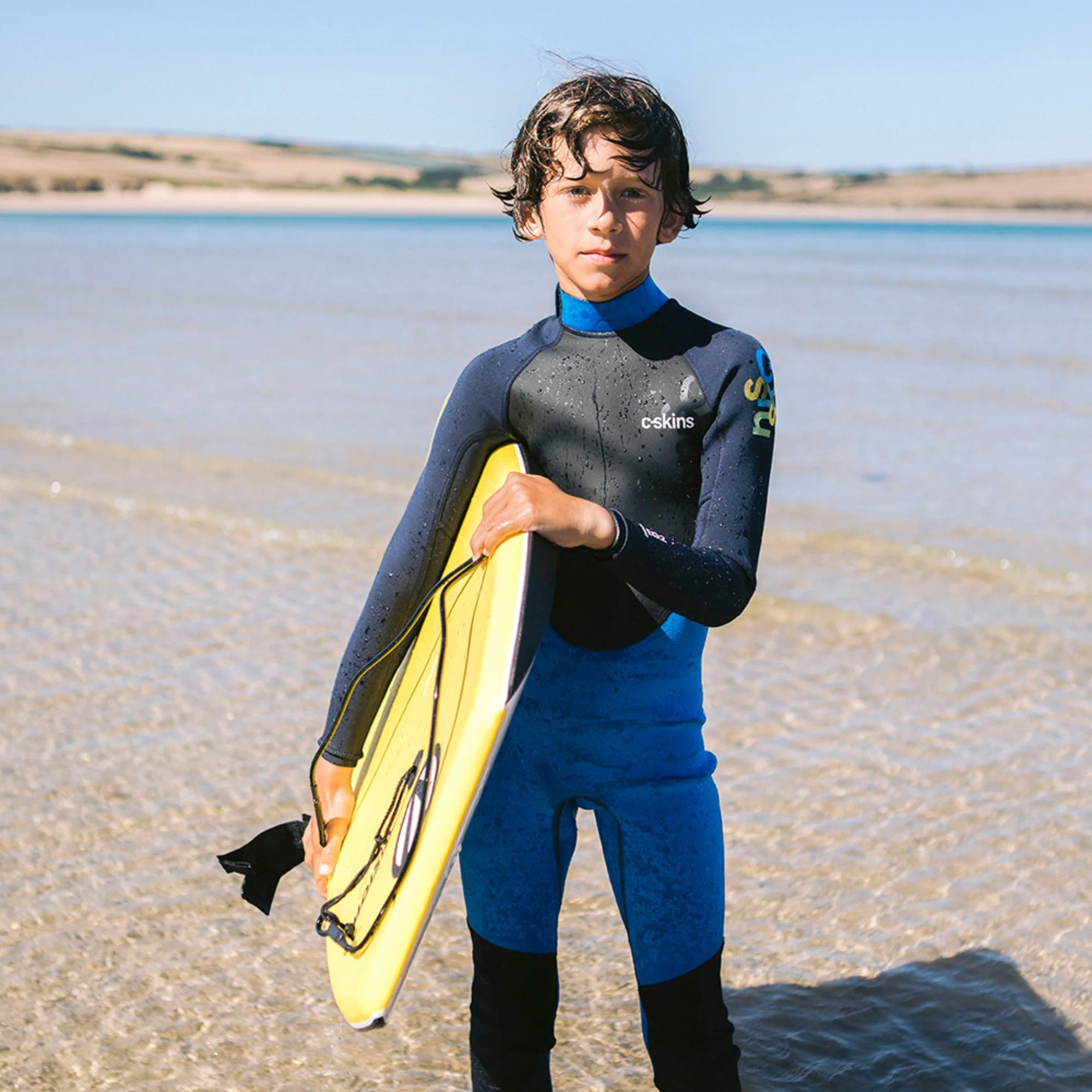 C-Skins Junior Element II 3/2mm Flatlock Steamer Wetsuit (Cyan/Slate/Multi) - Image 9