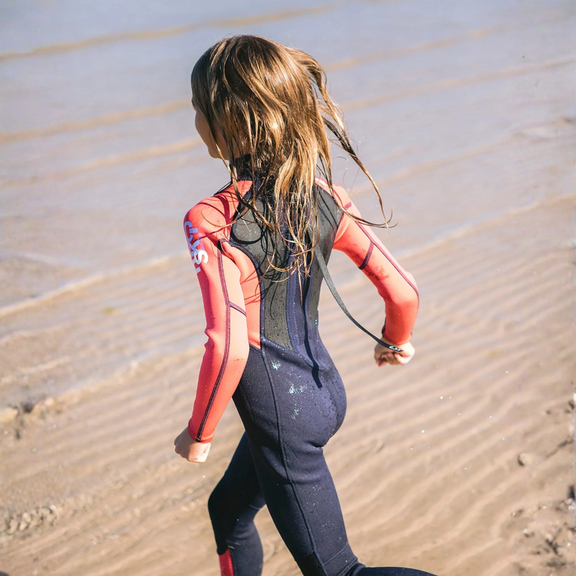 C-Skins Junior Element 3/2mm Flatlock Steamer Wetsuit (Slate/Coral/Multi) - Image 9