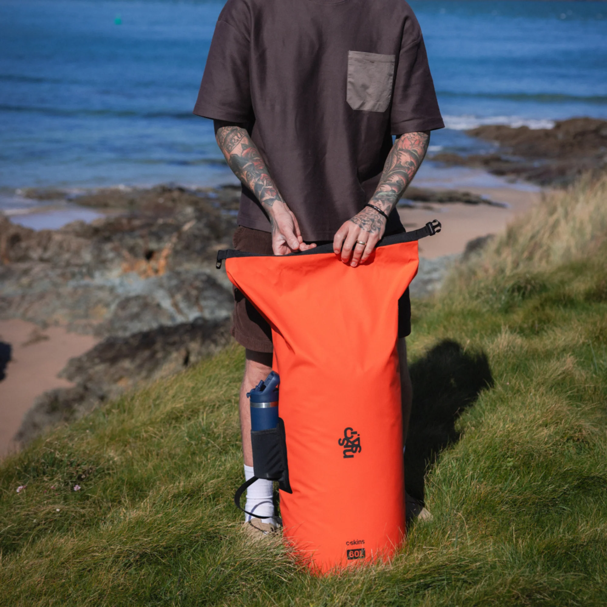 C-Skins Session 60L Dry Bag Backpack (Flame Orange) - Image 10