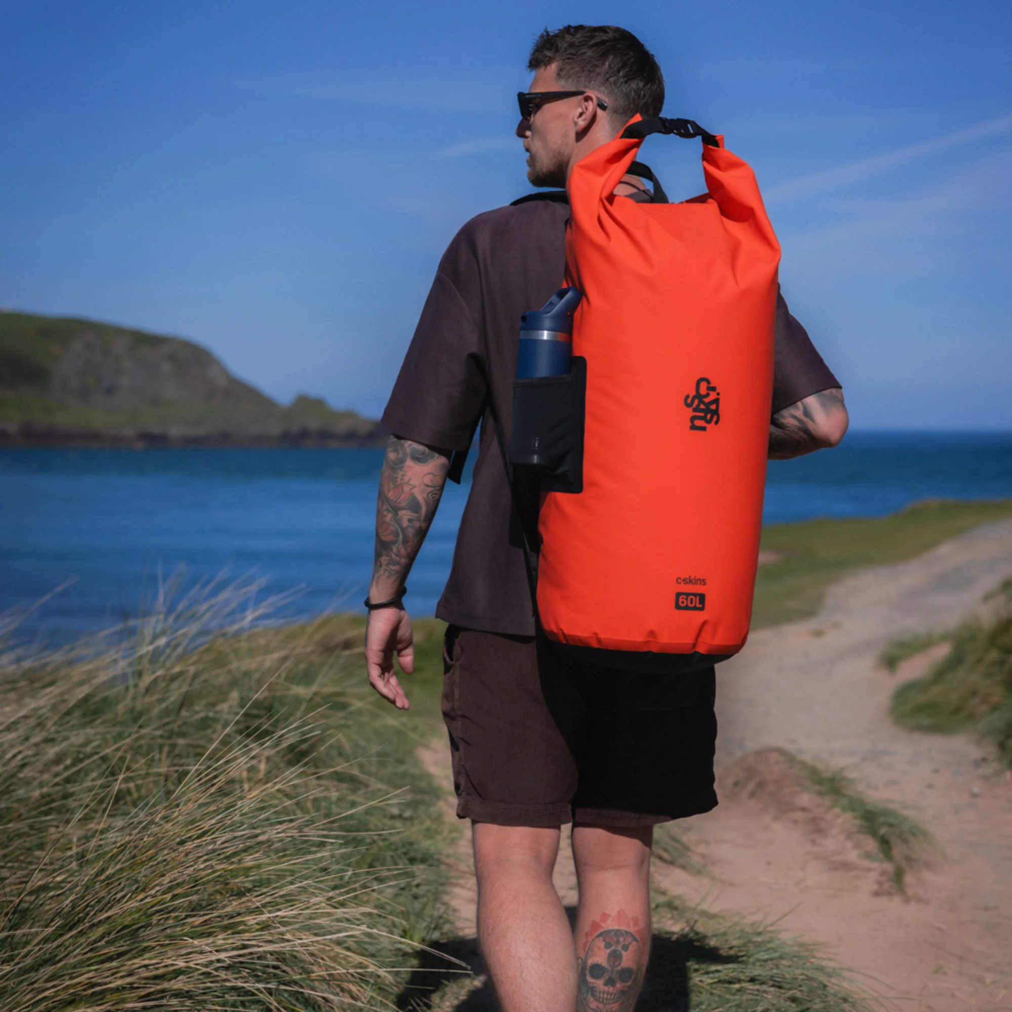 C-Skins Session 60L Dry Bag Backpack (Flame Orange) - Image 8