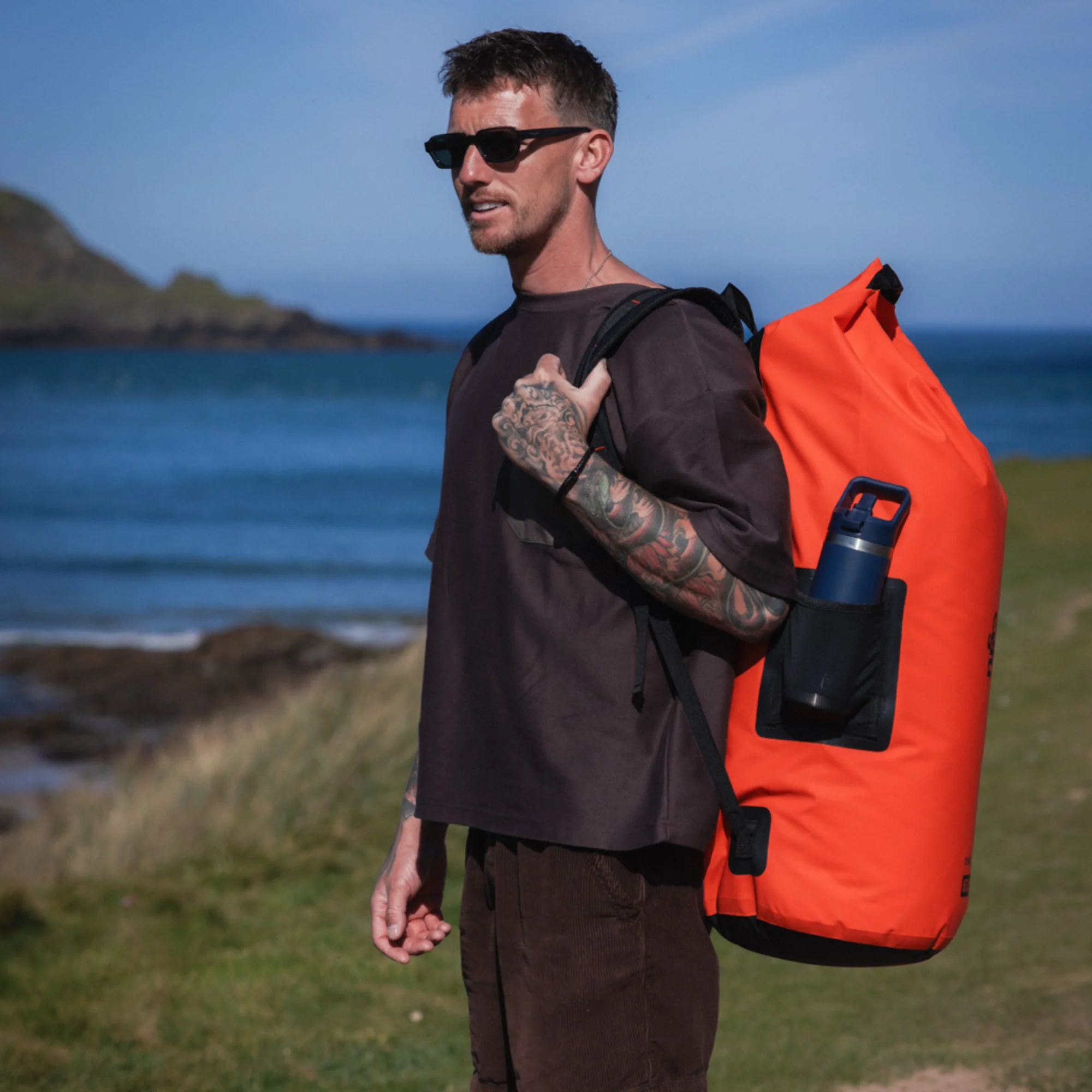 C-Skins Session 60L Dry Bag Backpack (Flame Orange) - Image 9