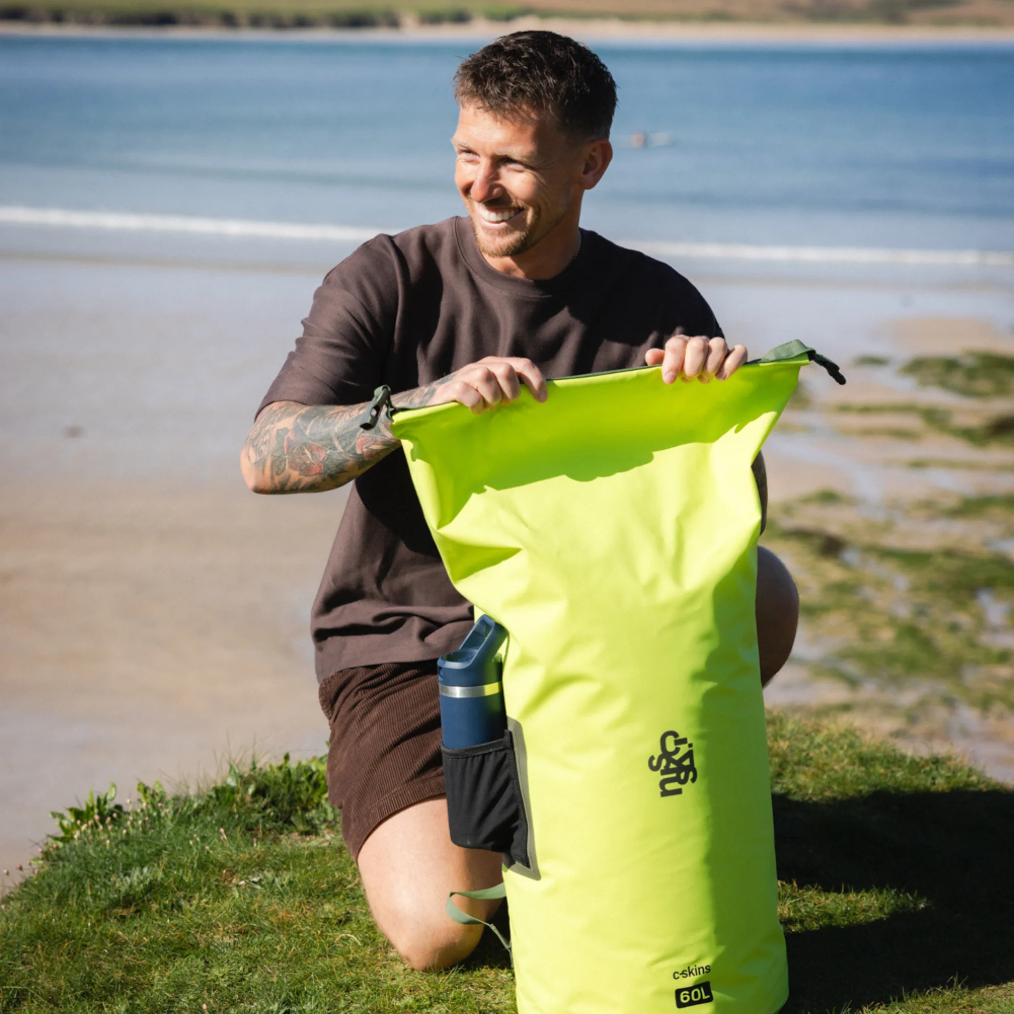 C-Skins Session 60L Dry Bag Backpack (Flash Green) - Image 9