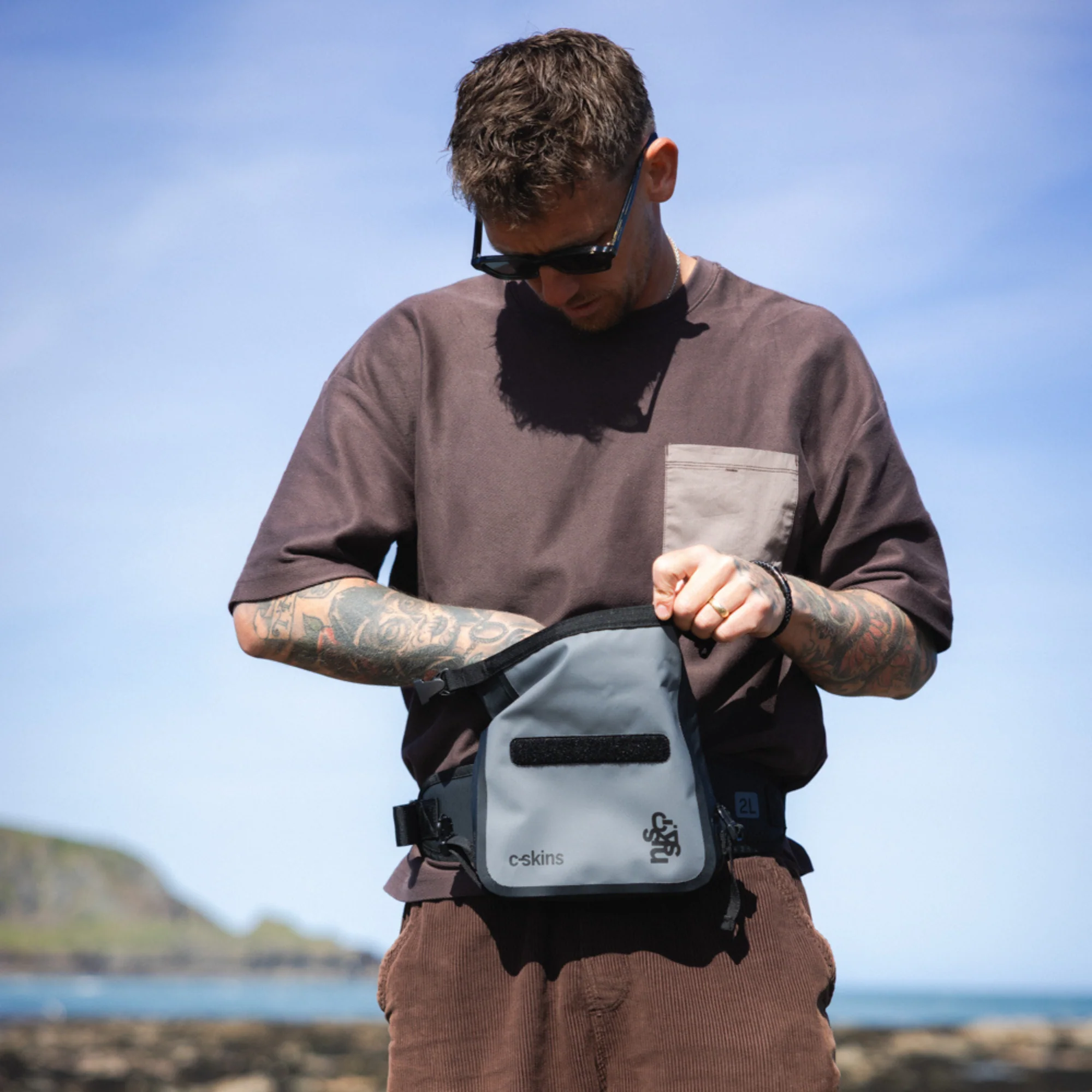 C-Skins Session 2L Dry Bag Waist Pack (Storm Grey) - Image 7