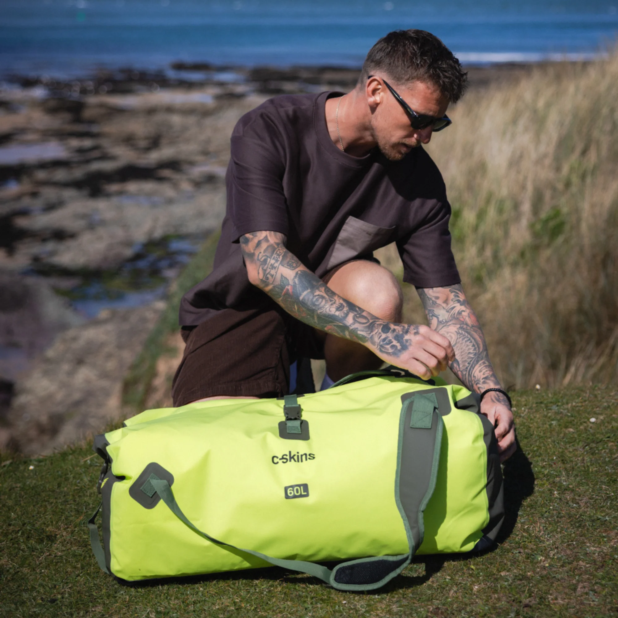 C-Skins Storm Chaser 60L Dry Duffel Bag (Flash Green) - Image 7