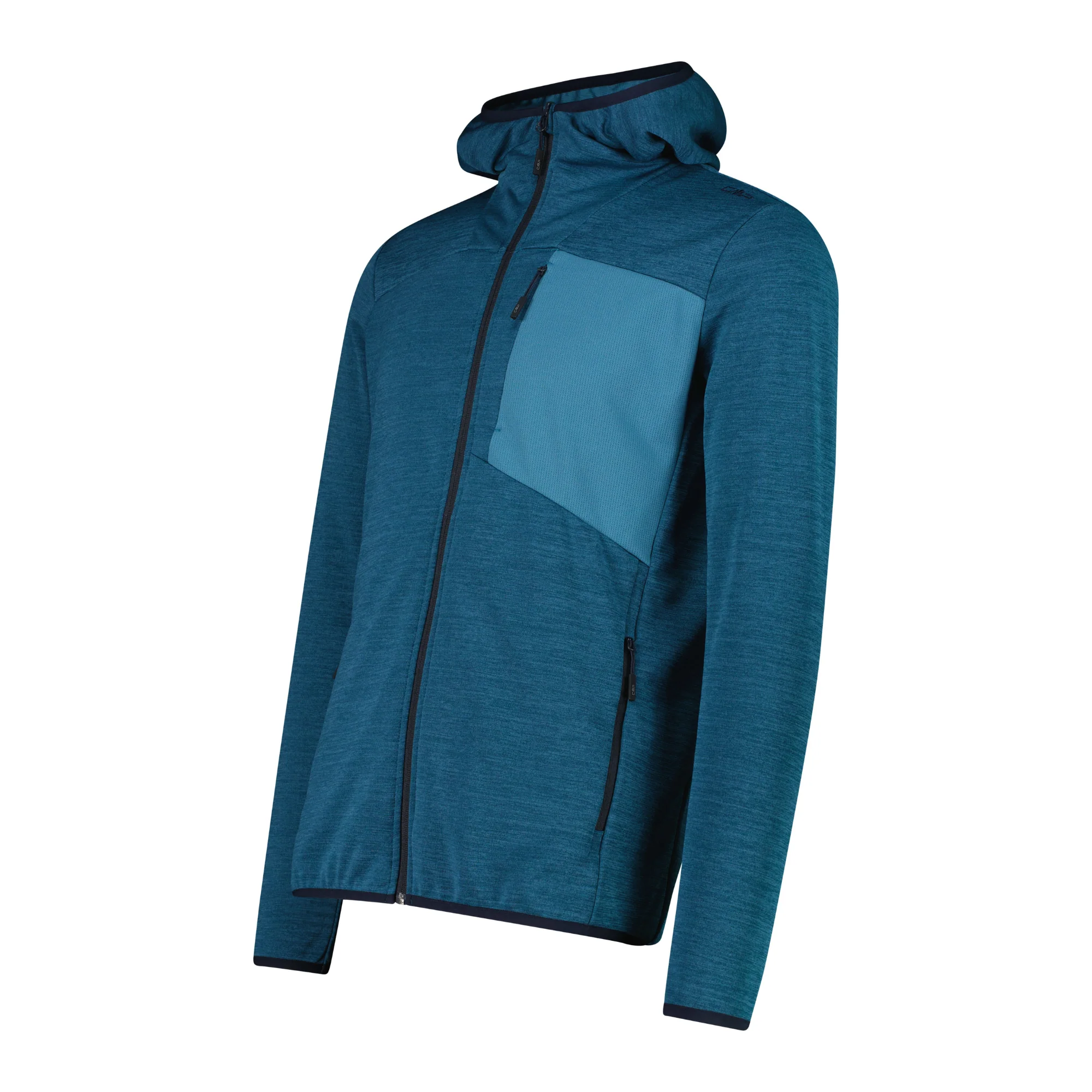 CMP Men's Jacquard Melange Hooded Full Zip Fleece (Petroleum Mel) - Image 2
