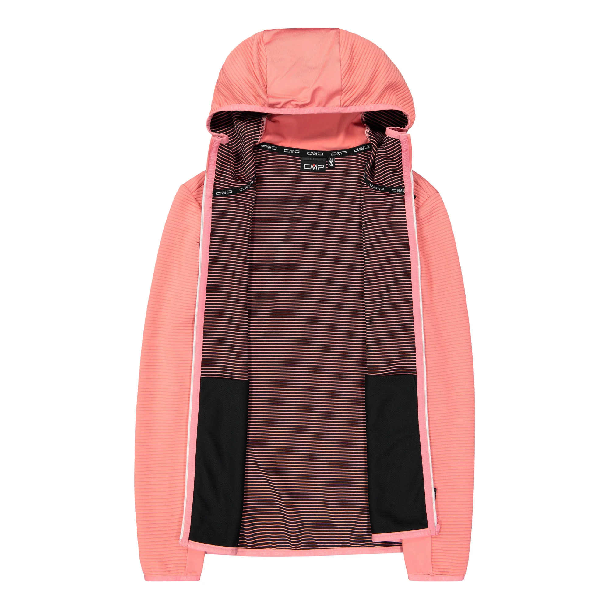 CMP Women's Unlimitech Hybrid Stretch Performance Hooded Full Zip Fleece (Coral) - Image 4
