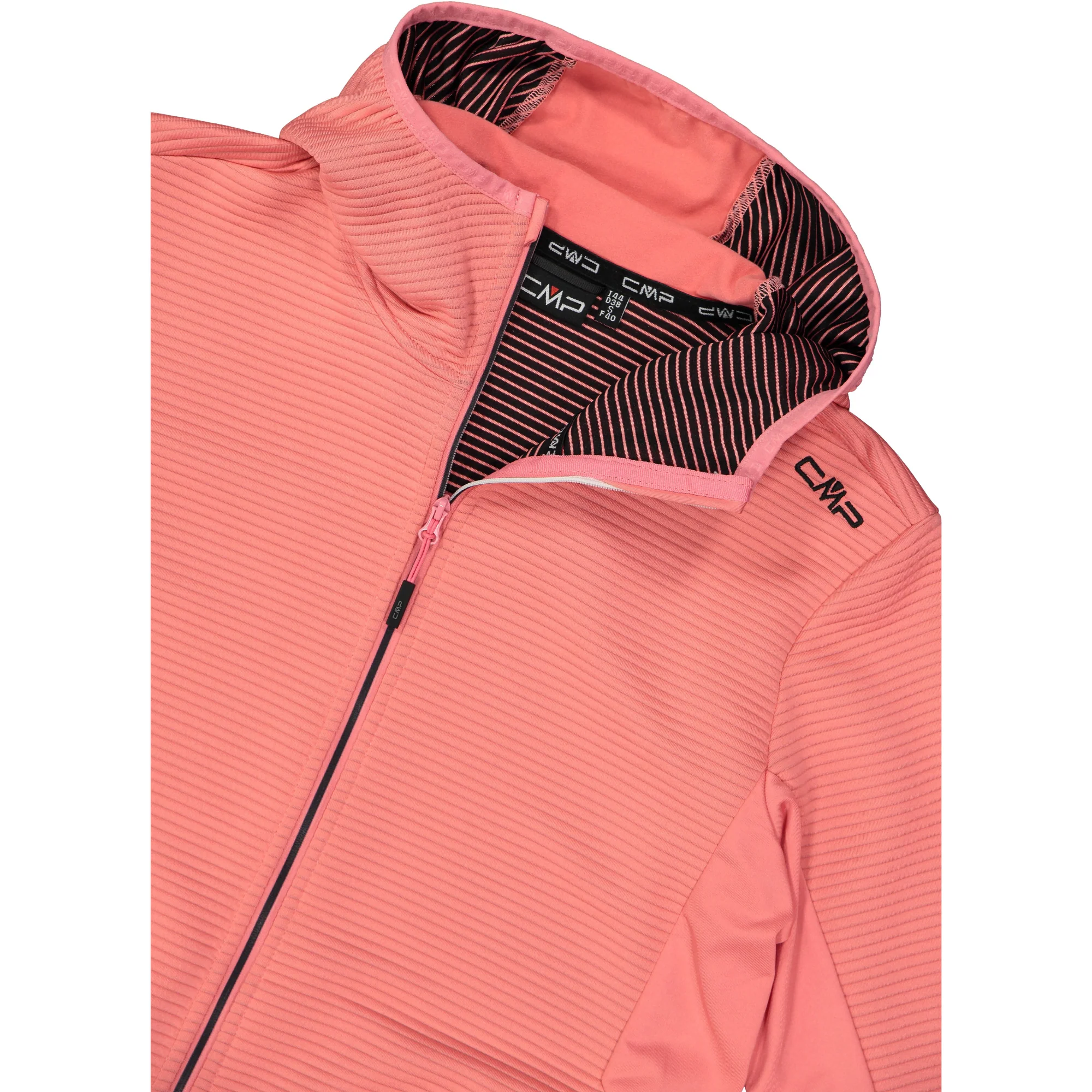 CMP Women's Unlimitech Hybrid Stretch Performance Hooded Full Zip Fleece (Coral) - Image 5