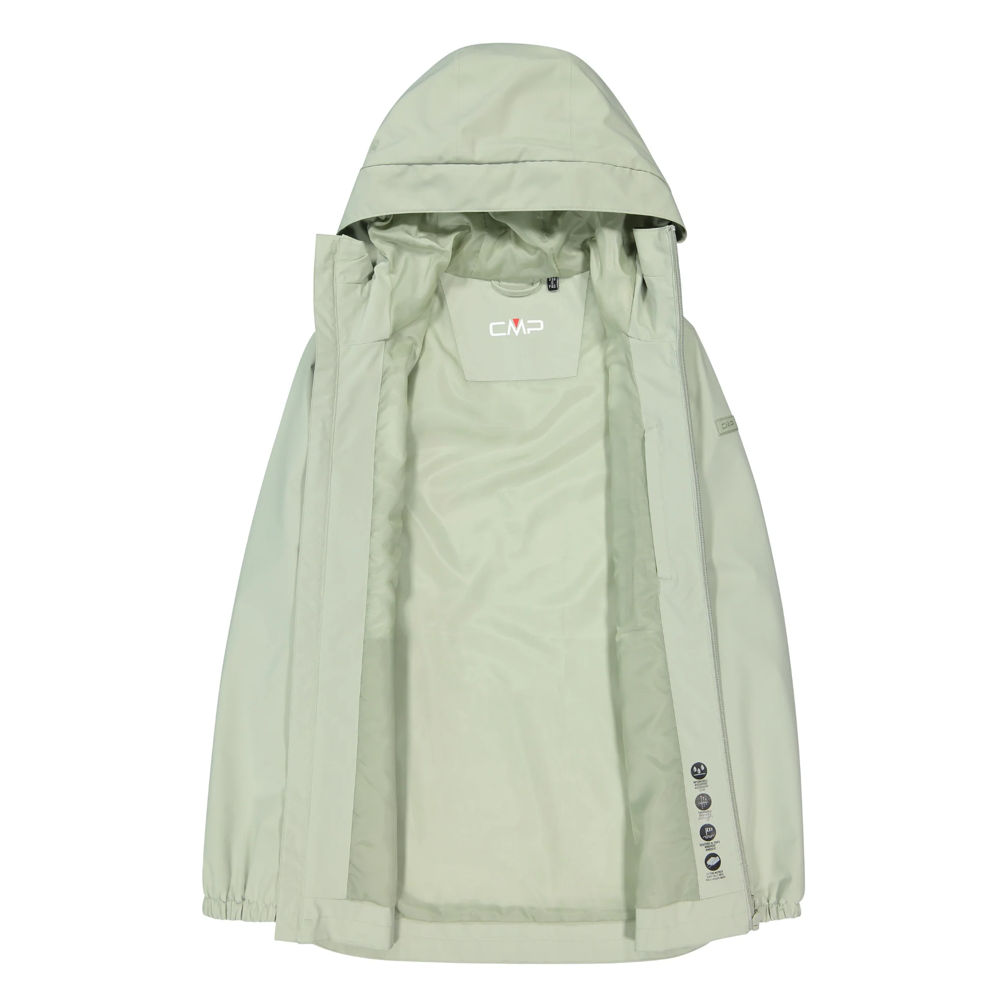 CMP Women's Hooded Waterproof Jacket (Pistachio) - Image 4