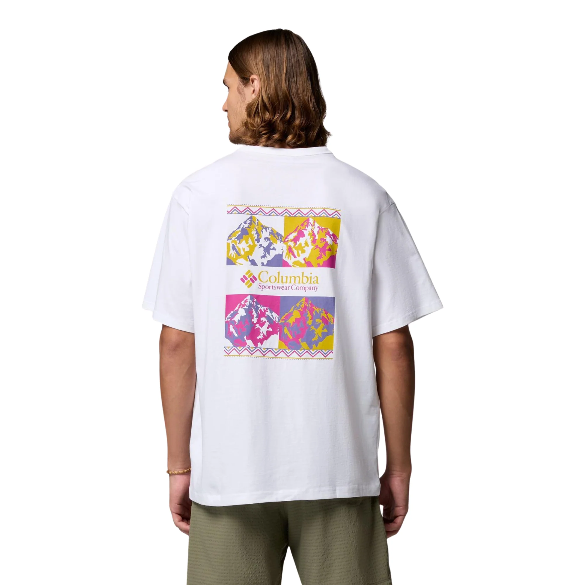 Columbia Men's CSC Heavyweight Iconic Short Sleeve Tee (White/Repeated Peaks) - Image 3