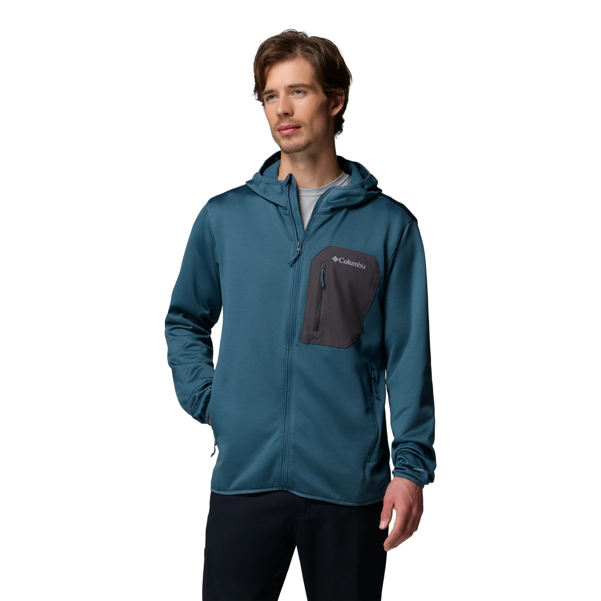 Columbia Men's Tall Heights Grid Hooded Full Zip Fleece (Everblue/Shark)