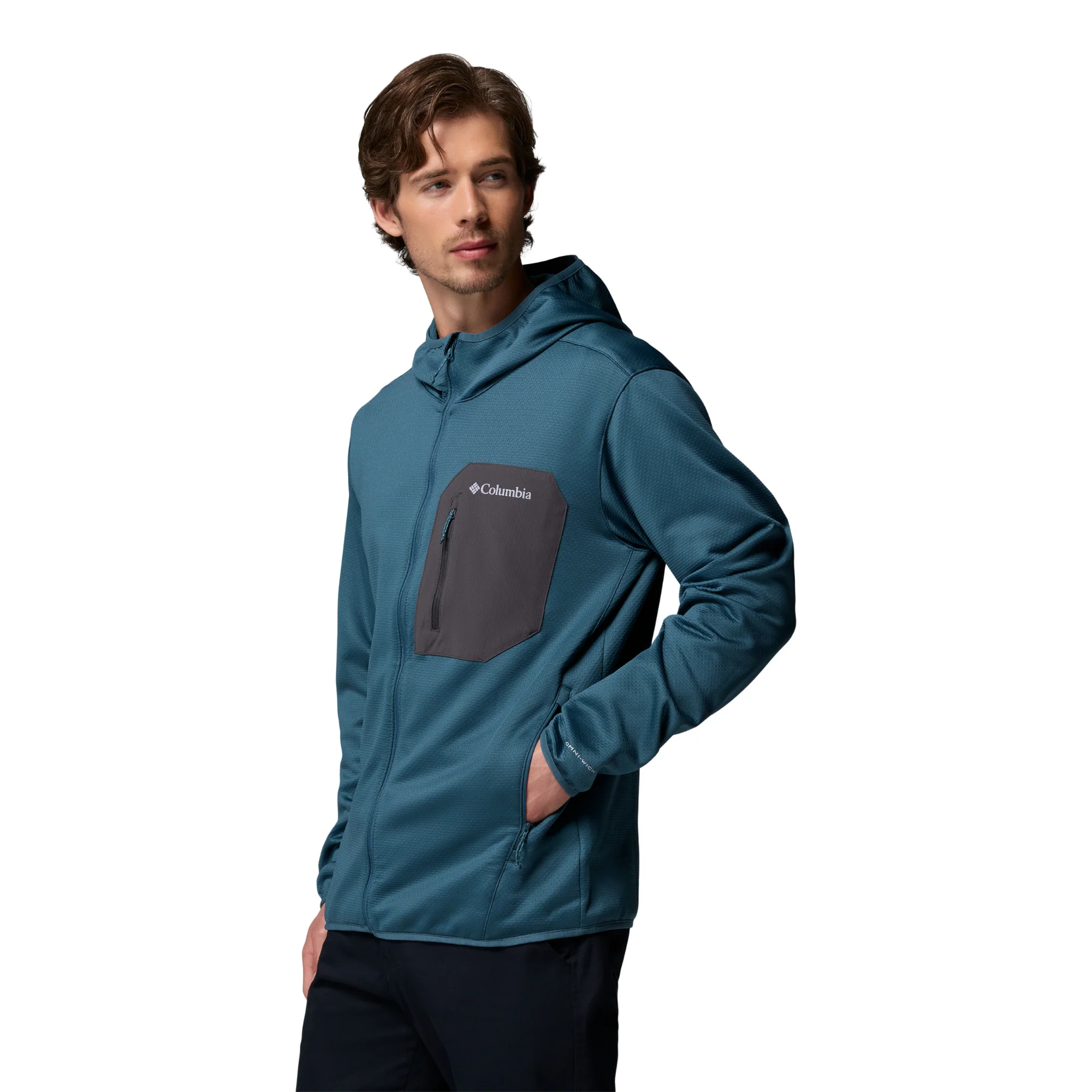 Columbia Men's Tall Heights Grid Hooded Full Zip Fleece (Everblue/Shark) - Image 2