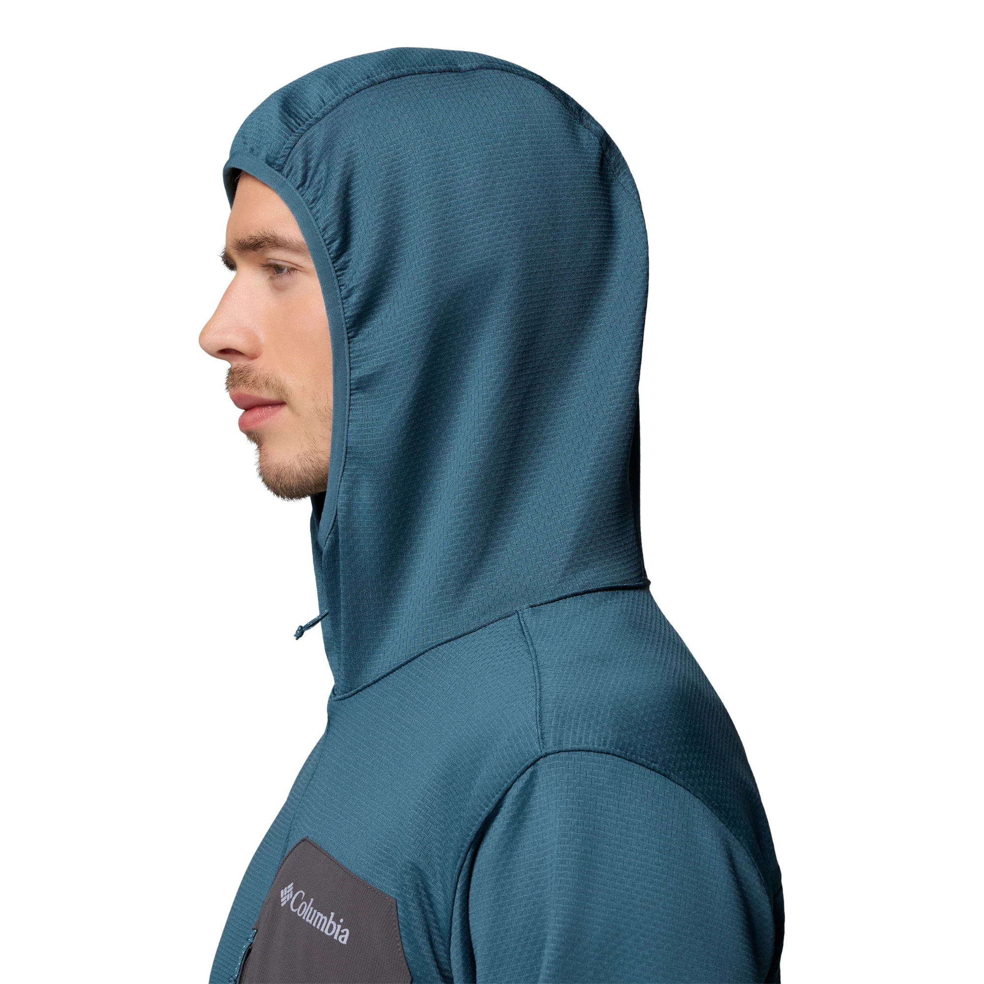 Columbia Men's Tall Heights Grid Hooded Full Zip Fleece (Everblue/Shark) - Image 7