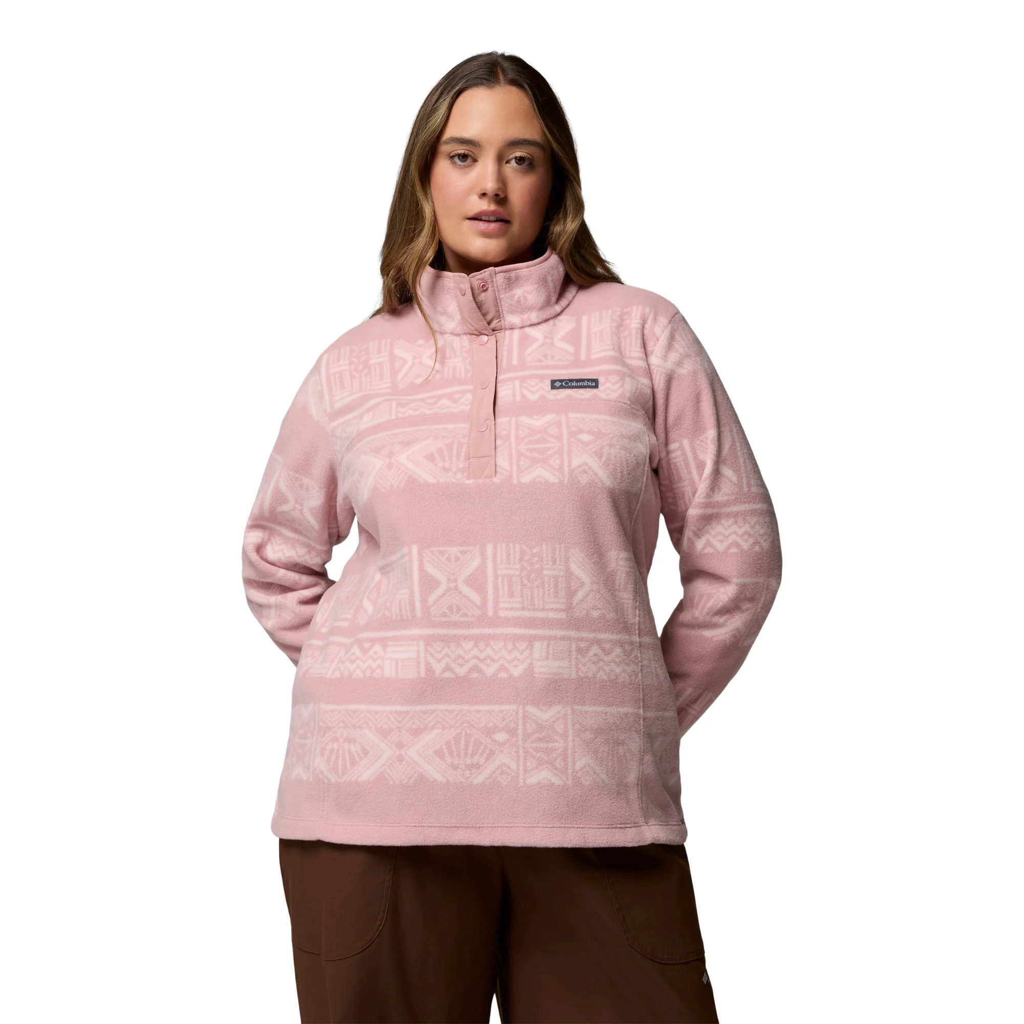 Columbia Women's Benton Springs Printed Half Snap Fleece (Eraser Pink Deschutes Days) - Image 2