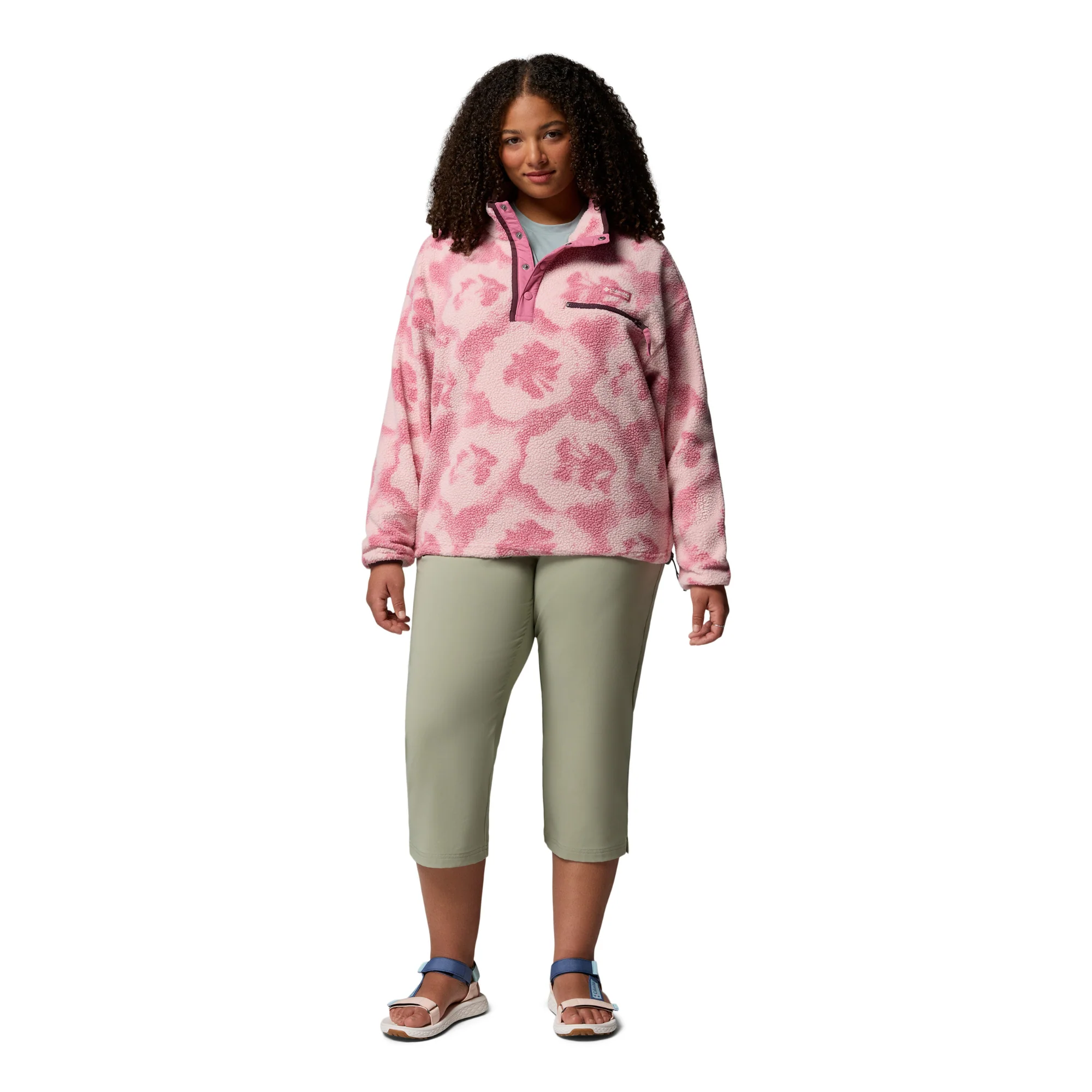 Columbia Women's Helvetia II Printed Cropped Half Snap Fleece Top (Rosette/Sprayflower) - Image 12
