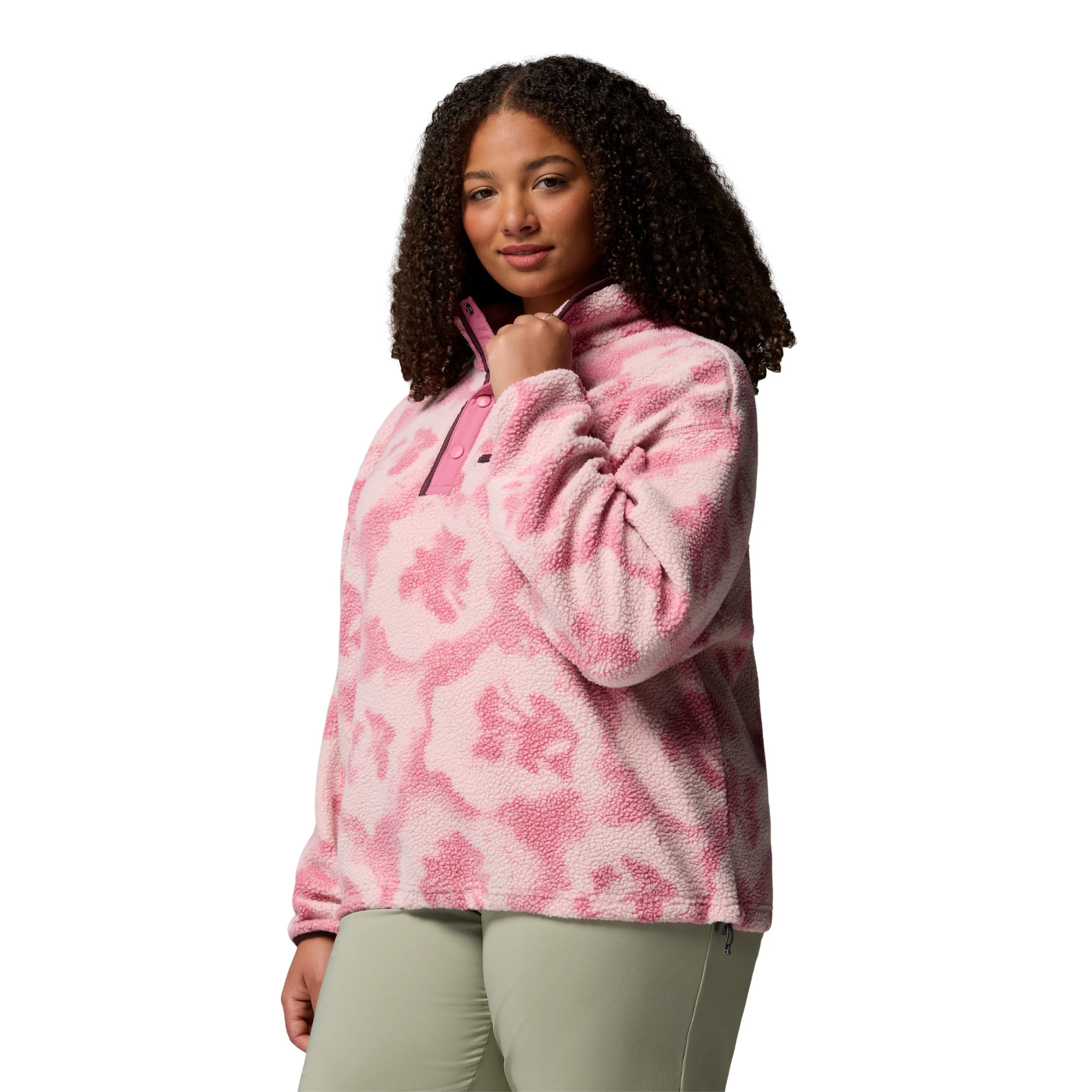 Columbia Women's Helvetia II Printed Cropped Half Snap Fleece Top (Rosette/Sprayflower) - Image 4