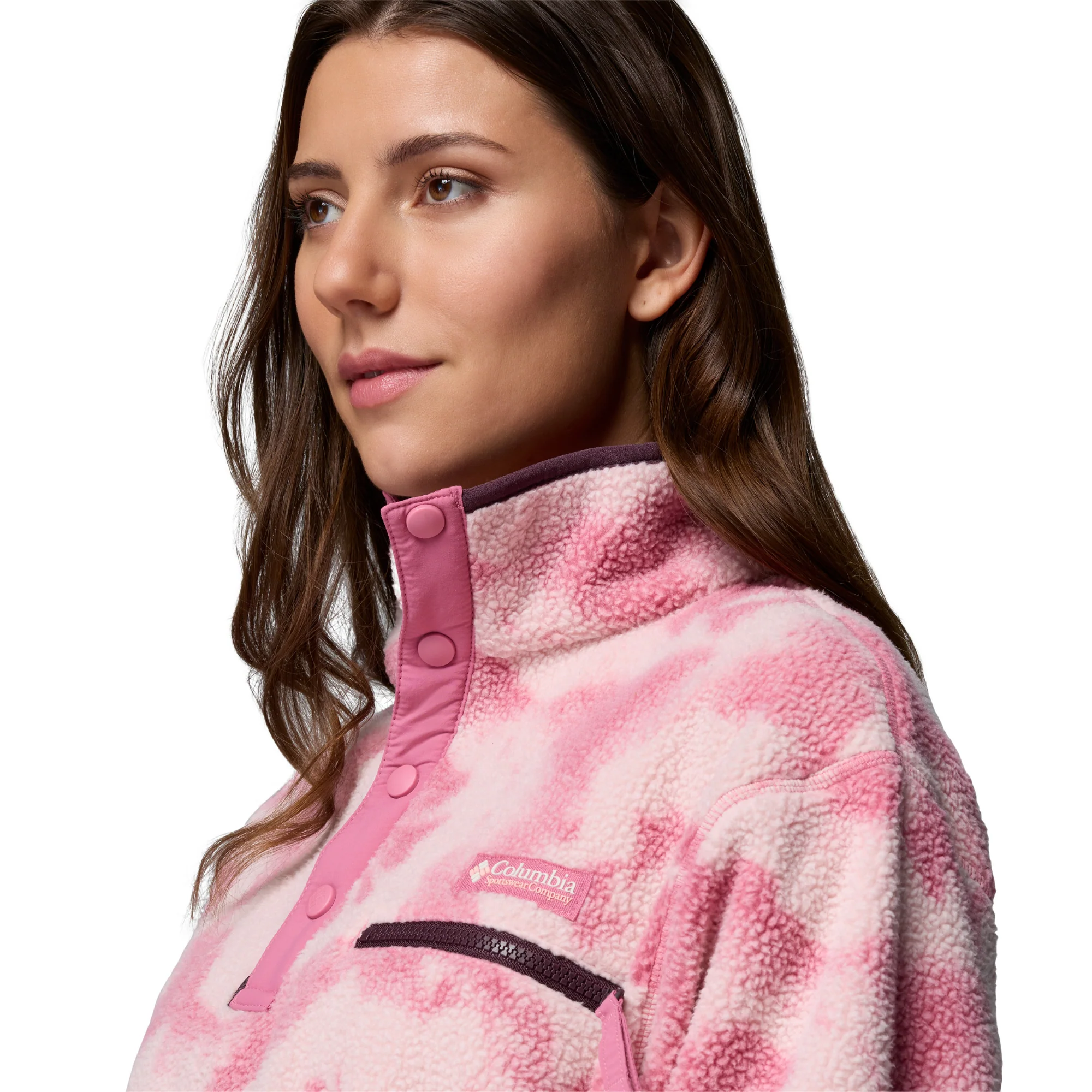 Columbia Women's Helvetia II Printed Cropped Half Snap Fleece Top (Rosette/Sprayflower) - Image 7