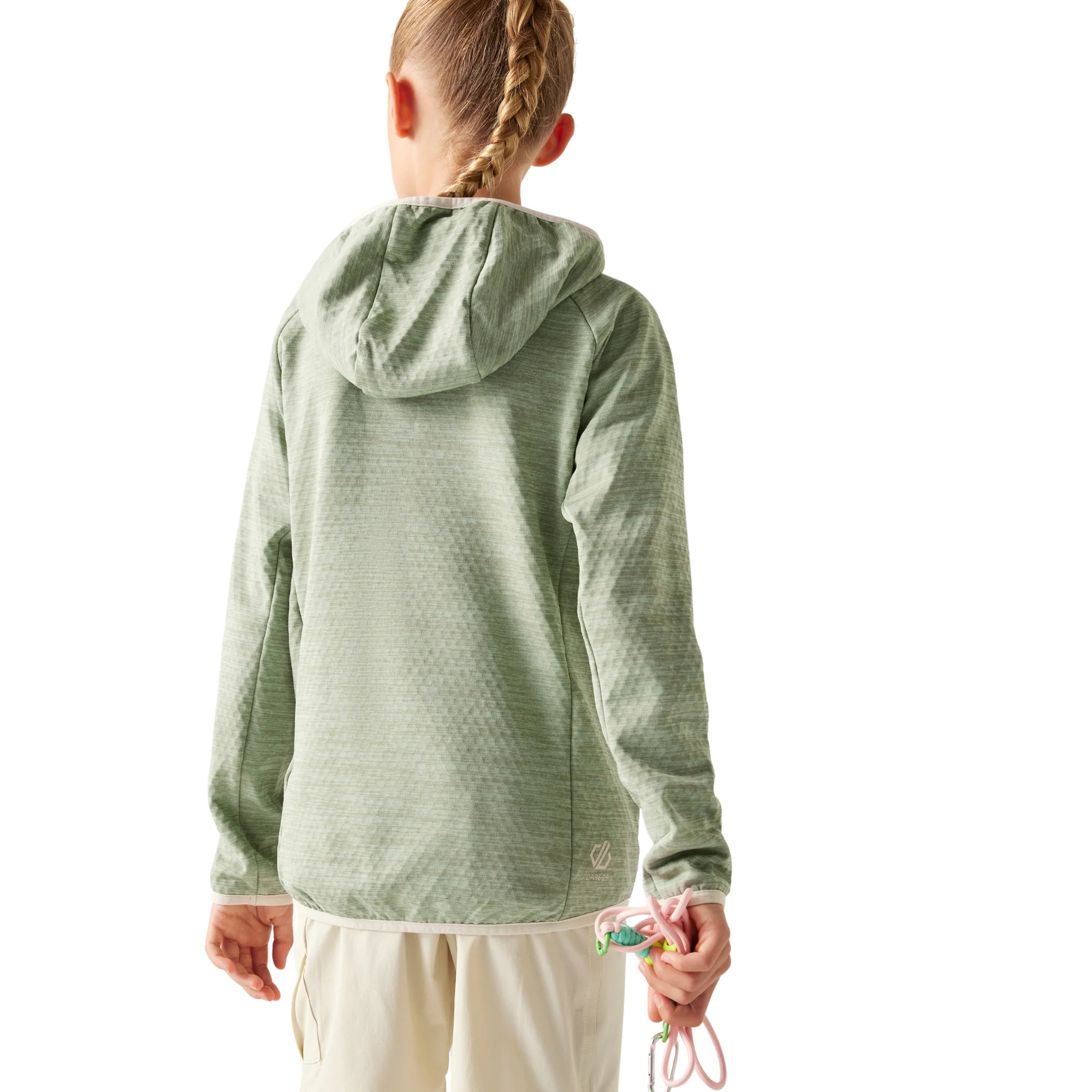 Dare 2B Kids Expedition Midlayer UPF50 Hooded Full Zip Fleece (Glacier Green) - Image 2