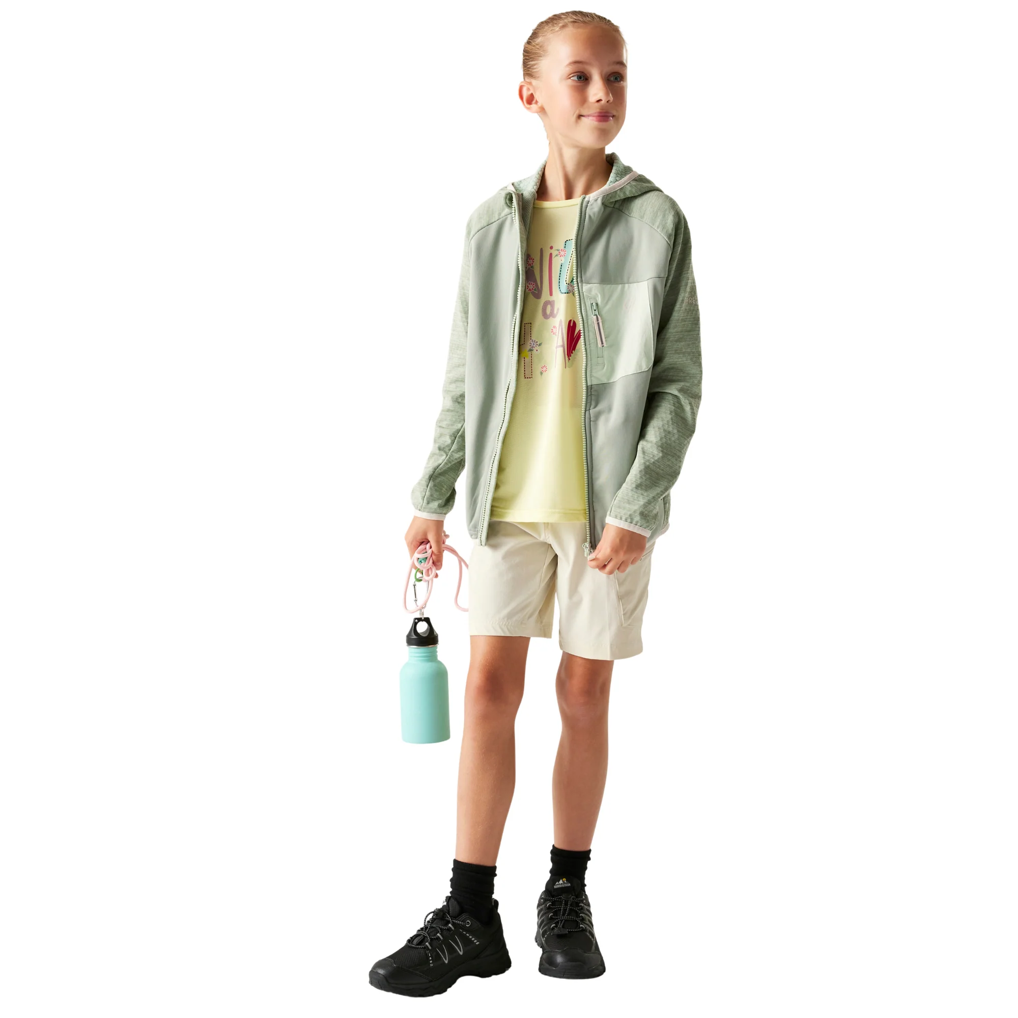 Dare 2B Kids Expedition Midlayer UPF50 Hooded Full Zip Fleece (Glacier Green) - Image 4