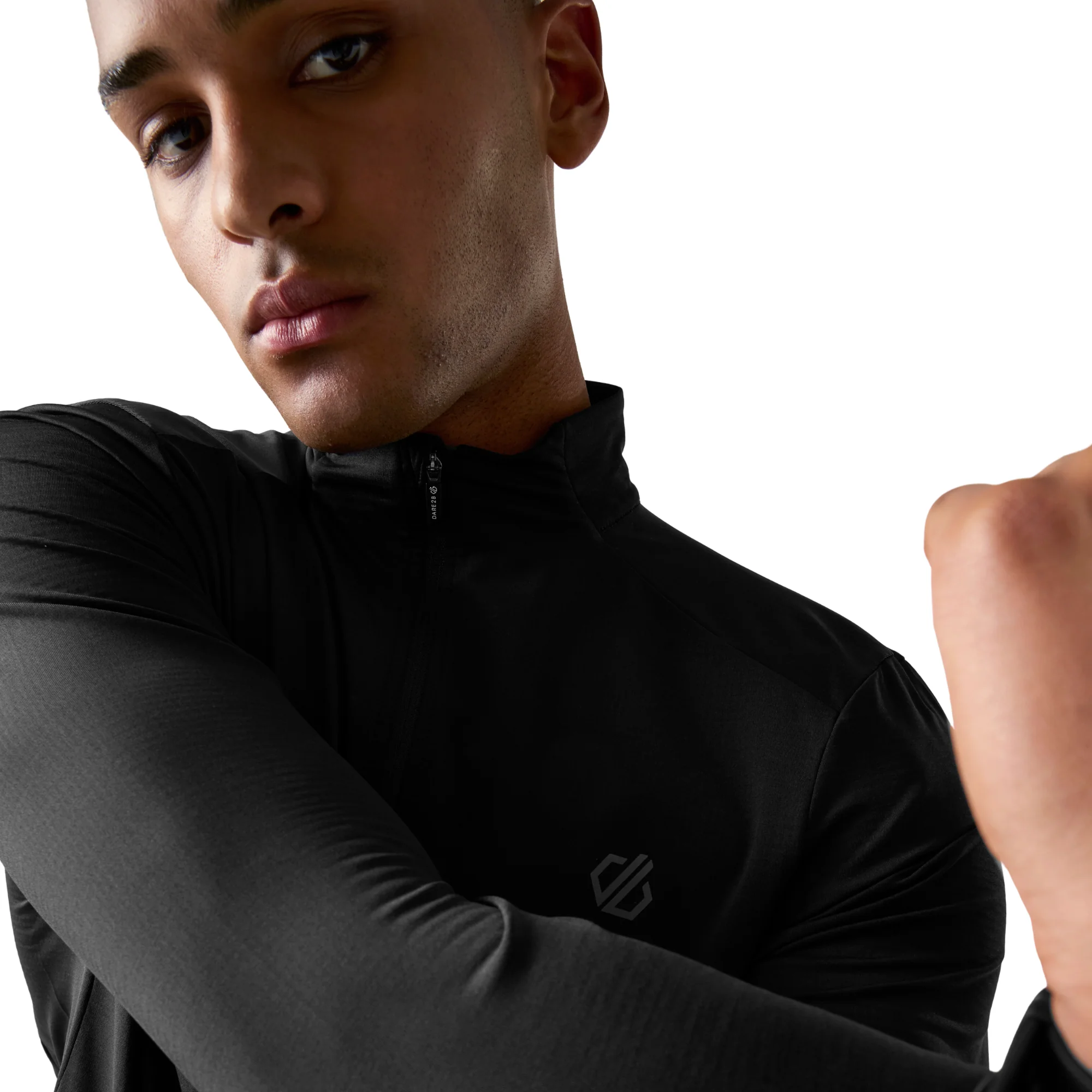 Dare 2B Men's Power Up IV Jersey UPF50 Quarter Zip Fleece Top (Black) - Image 4