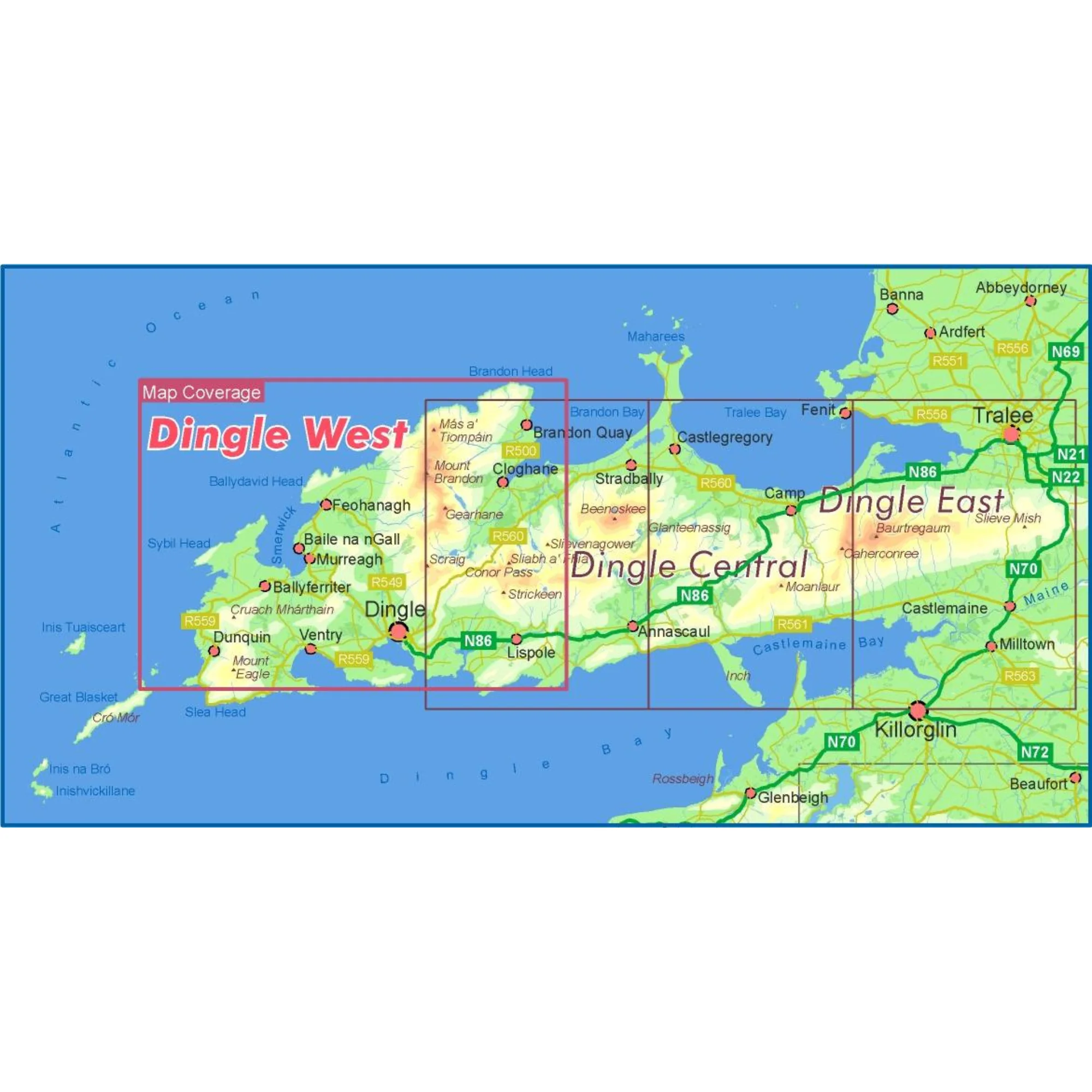 EastWest Mapping Dingle West ~ Brandon Laminated Waterproof Map (1:25,000) - Image 3