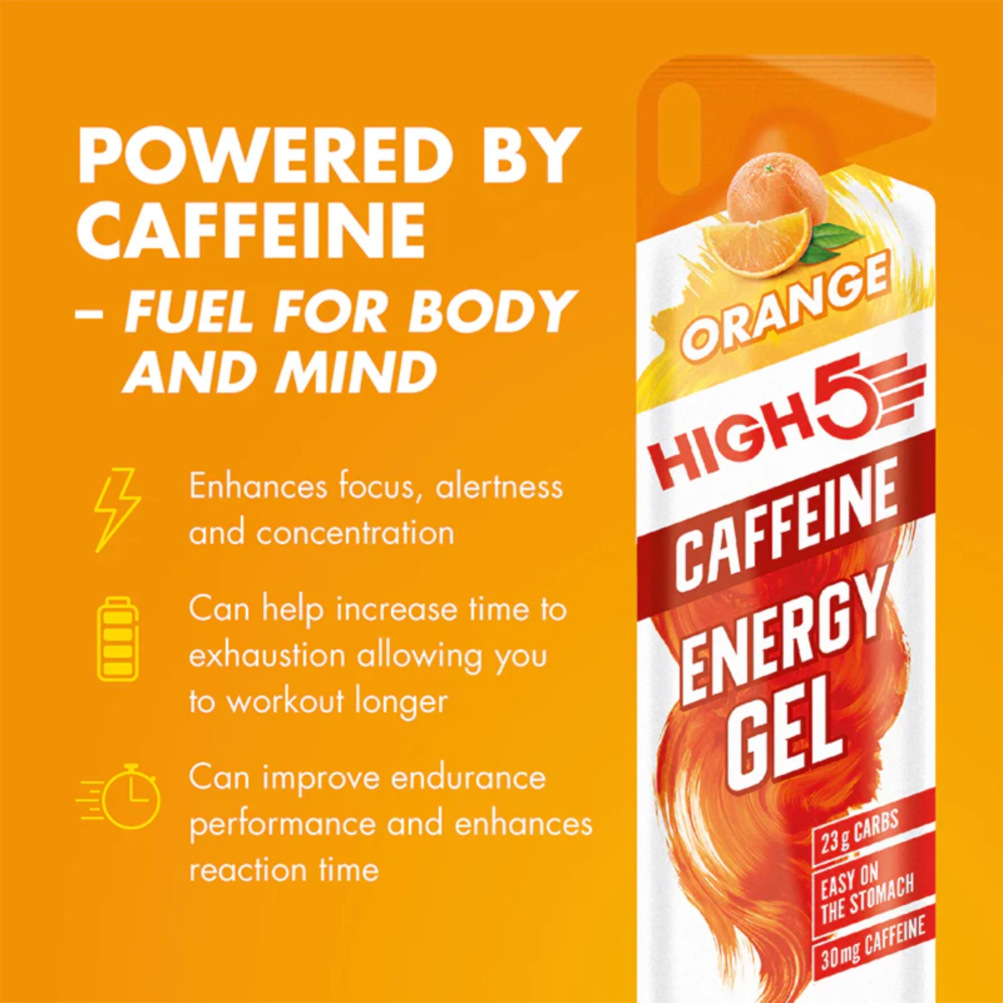 High 5 Energy Gel with Caffeine 40g Pouch (Orange) - Image 7
