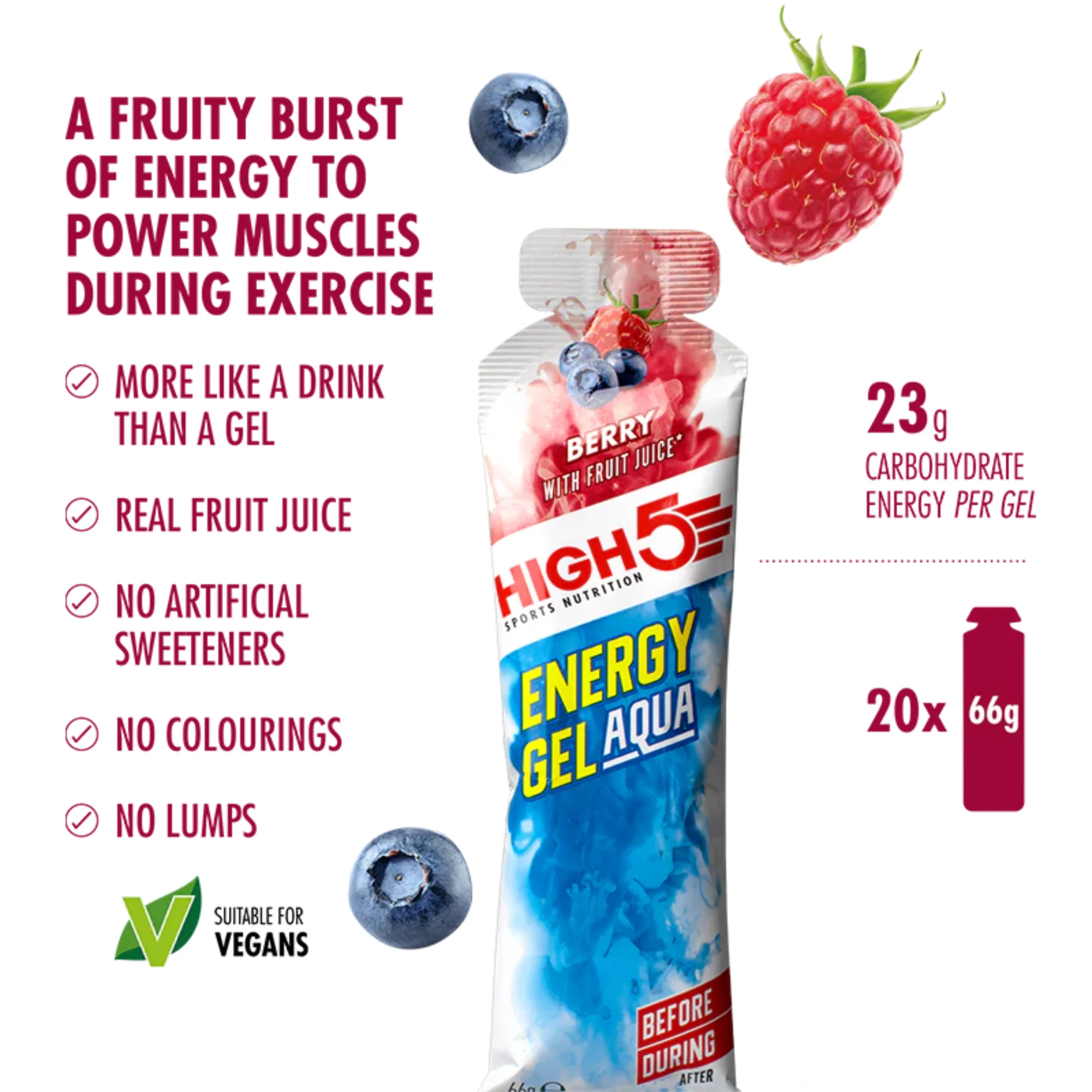 High 5 Energy Gel Aqua 66g Pouch (Berry) - Image 2