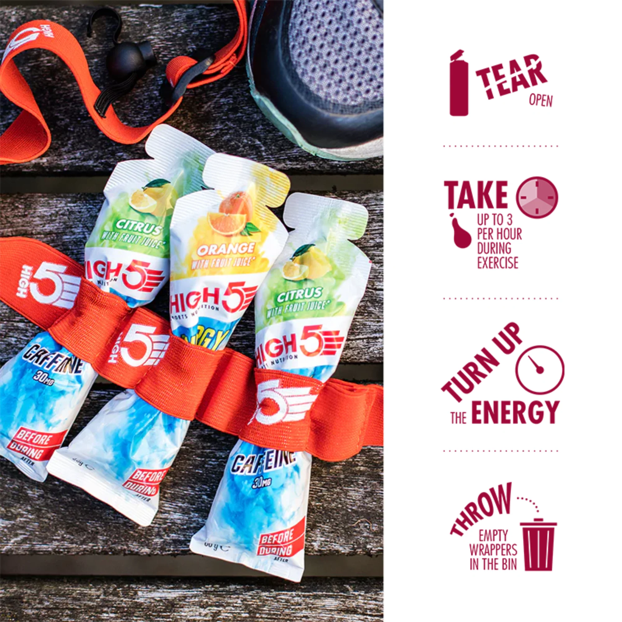 High 5 Energy Gel Aqua with Caffeine 66g Pouch (Berry) - Image 3