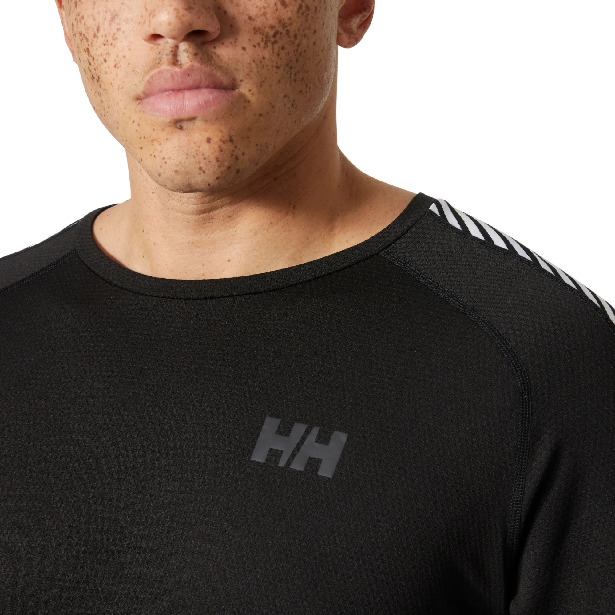 Helly Hansen Men's Lifa Active Stripe Crew Neck Base Layer Top (Black) - Image 3