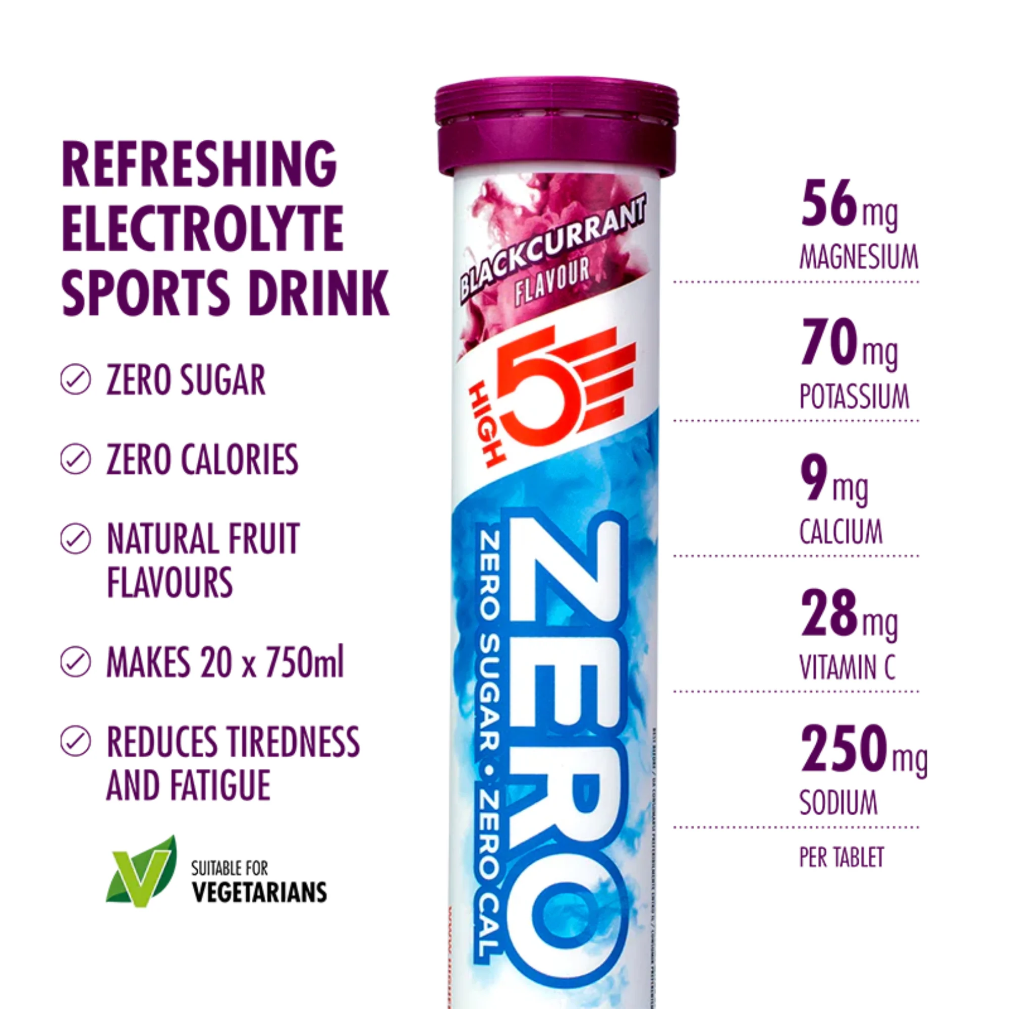 High 5 Zero Electrolyte Drink 20 Tablet Tube (Blackcurrant) - Image 2