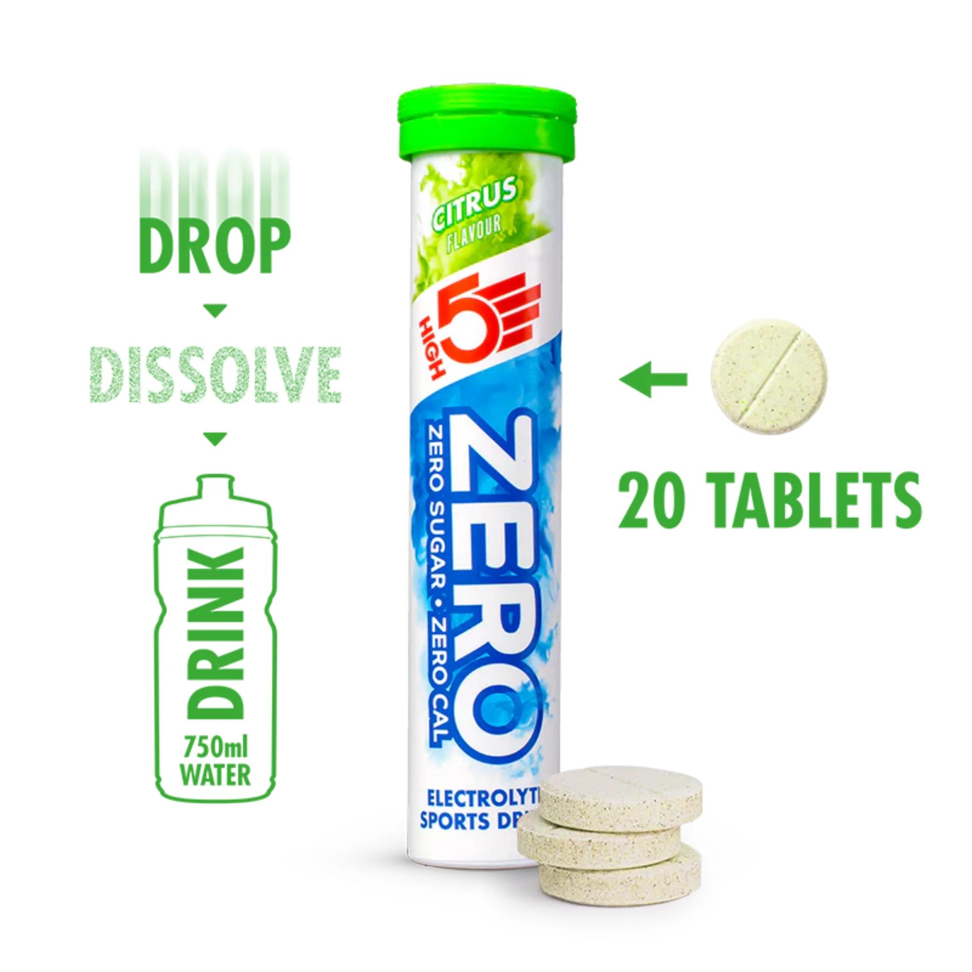 High 5 Zero Electrolyte Drink 20 Tablet Tube (Citrus) - Image 3