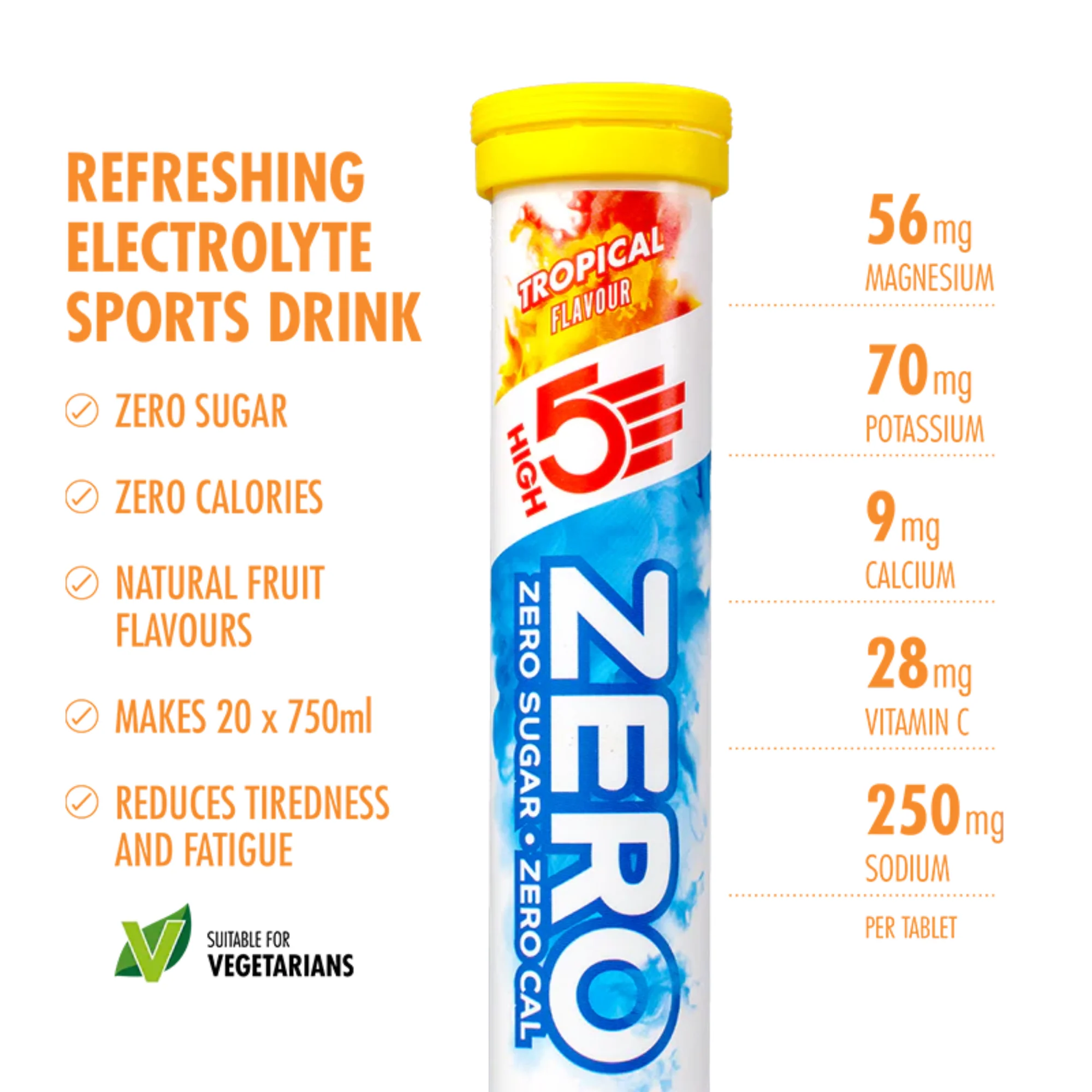 High 5 Zero Electrolyte Drink 20 Tablet Tube (Tropical) - Image 2