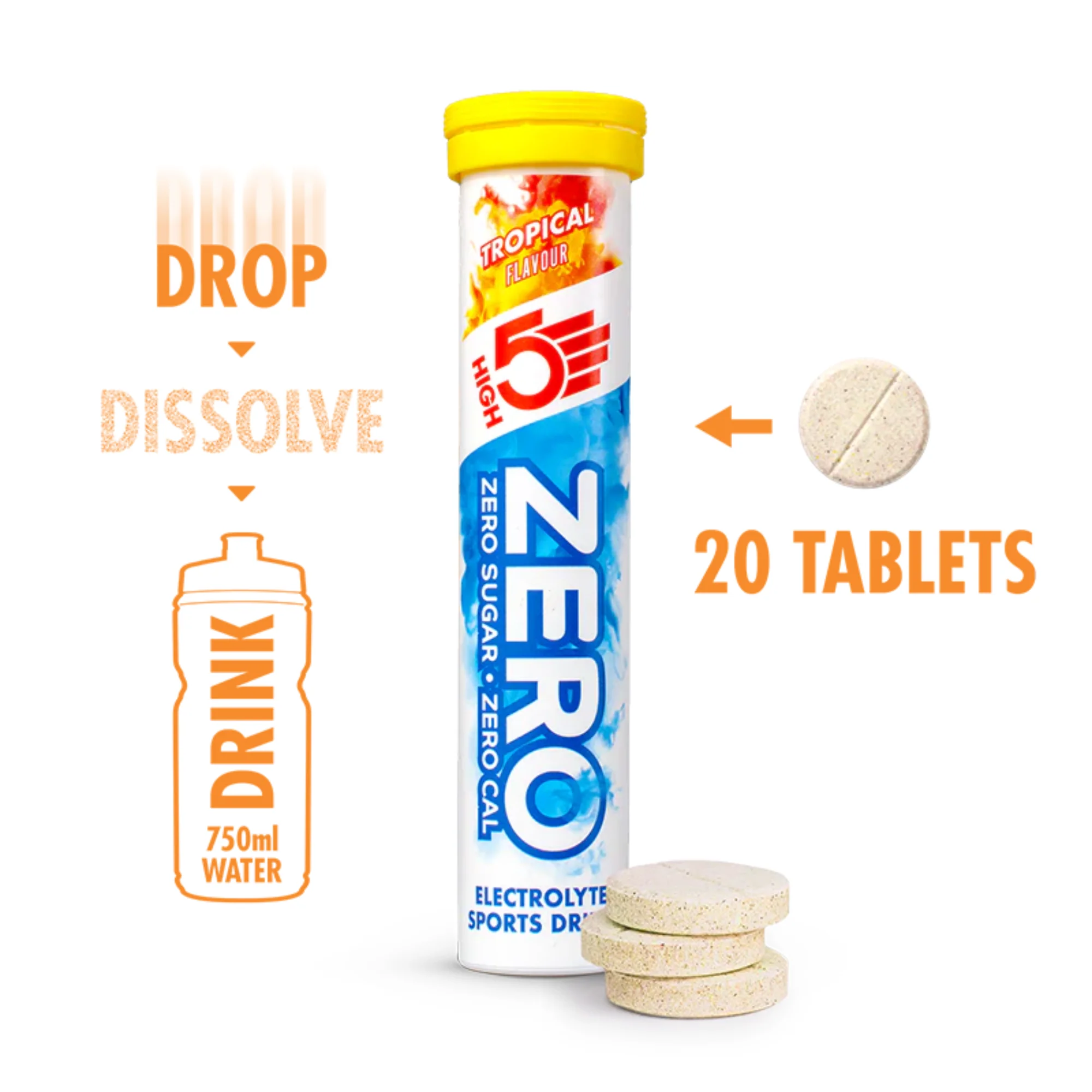 High 5 Zero Electrolyte Drink 20 Tablet Tube (Tropical) - Image 3