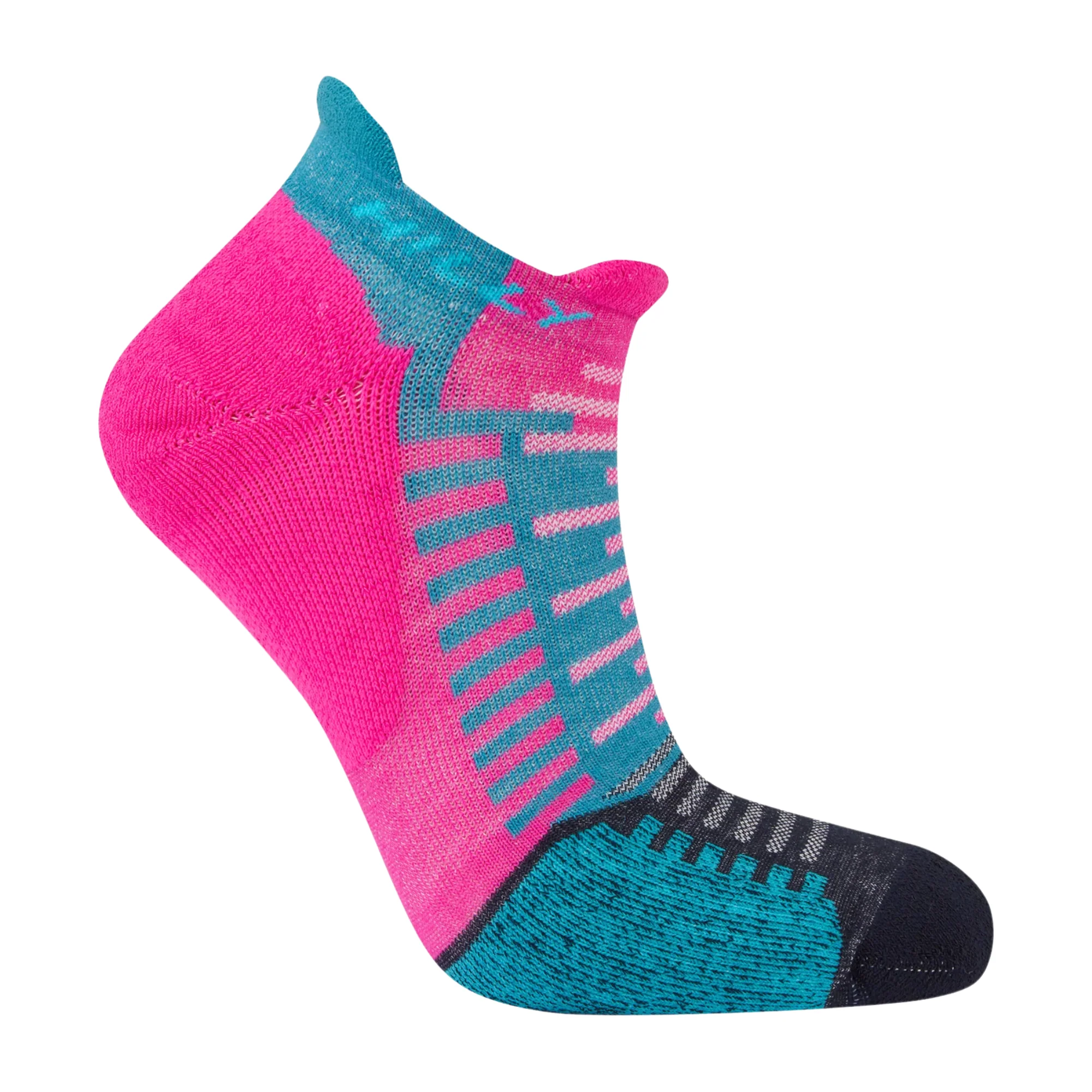 Hilly Unisex Active Running Socklets (Fluo Pink/Teal) - Image 2
