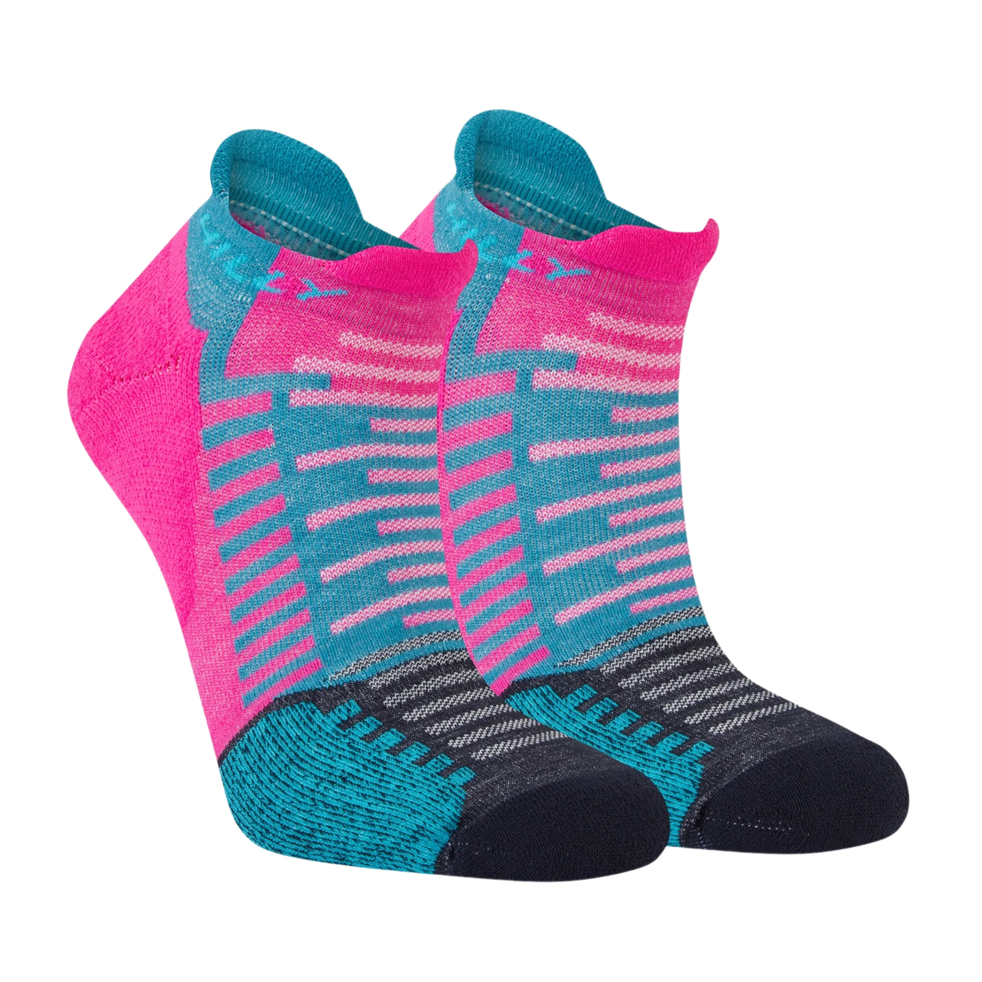 Hilly Unisex Active Running Socklets (Fluo Pink/Teal) - Image 3