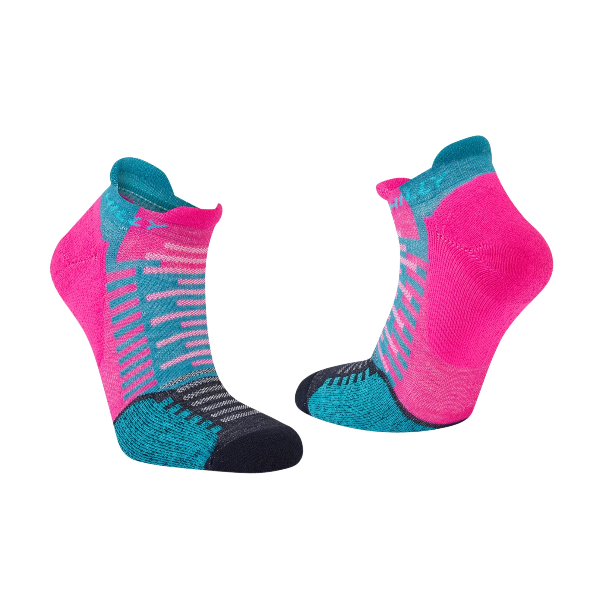 Hilly Unisex Active Running Socklets (Fluo Pink/Teal) - Image 5
