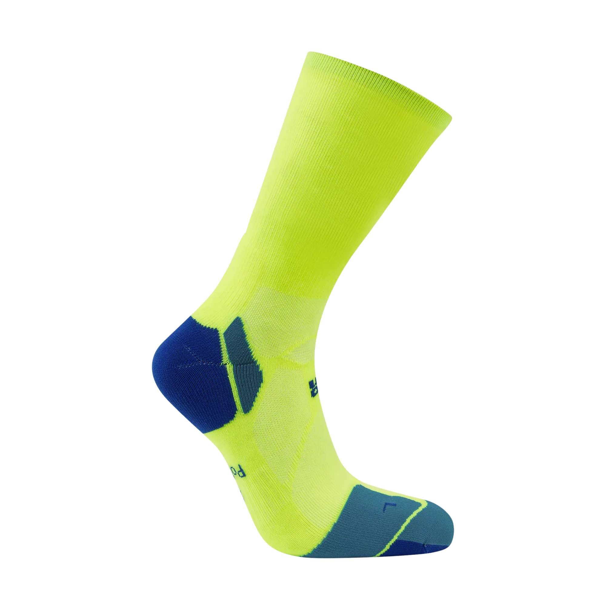 Hilly Unisex Marathon Fresh Crew Length Running Socks (Fluo Yellow/Royal Blue) - Image 4