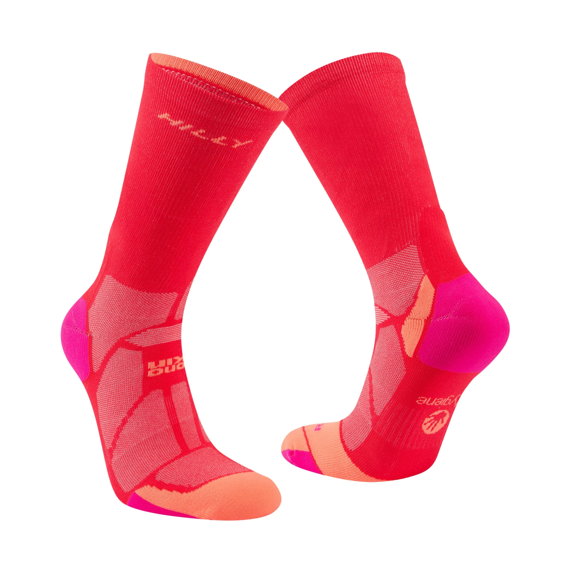 Hilly Unisex Marathon Fresh Crew Length Running Socks (Hot Pink/Neon Candy) - Image 7