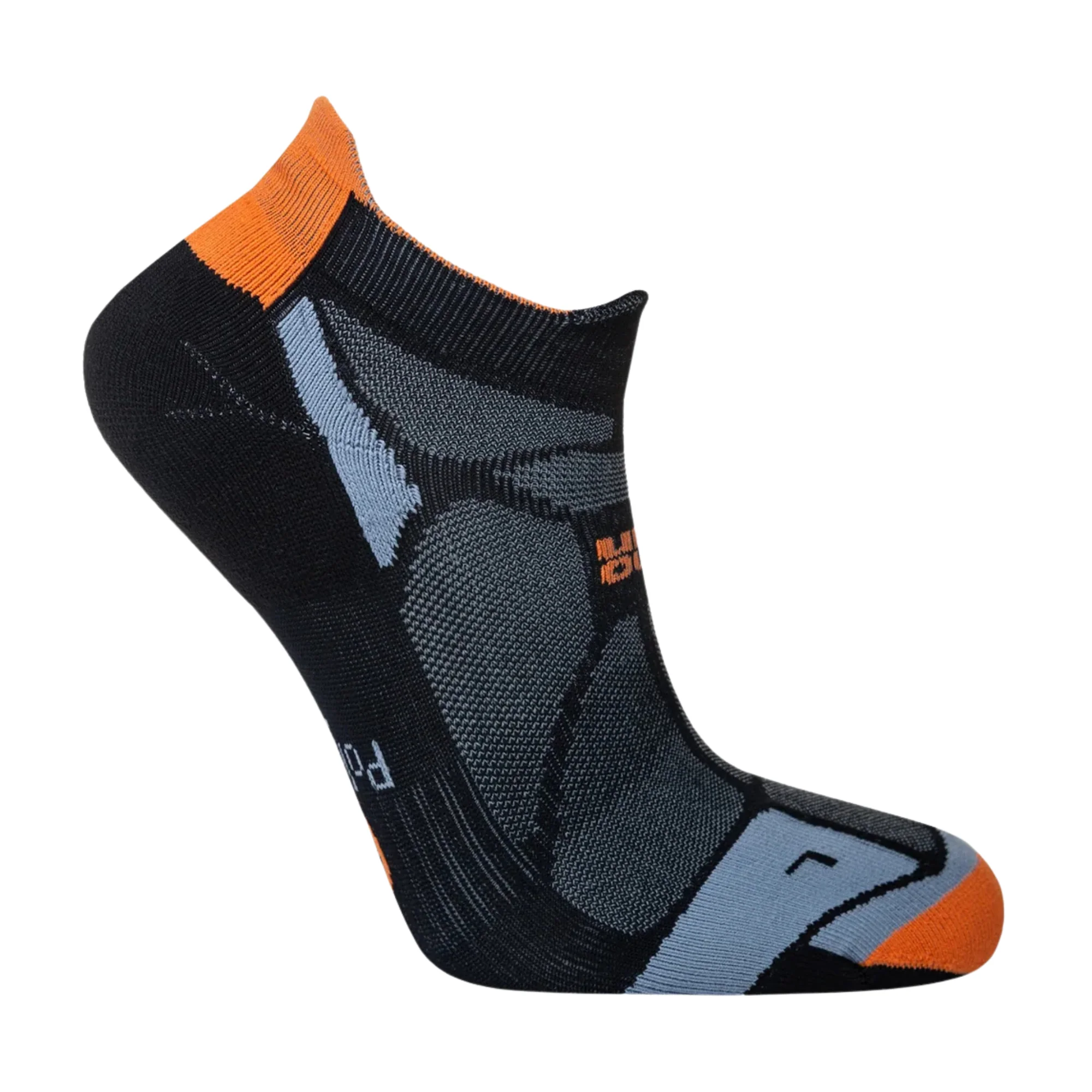 Hilly Unisex Marathon Fresh Running Socklets (Black/Orange) - Image 3