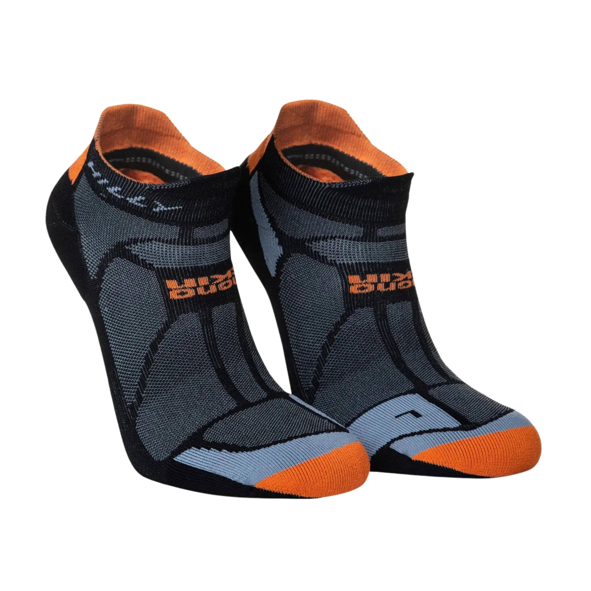 Hilly Unisex Marathon Fresh Running Socklets (Black/Orange) - Image 5