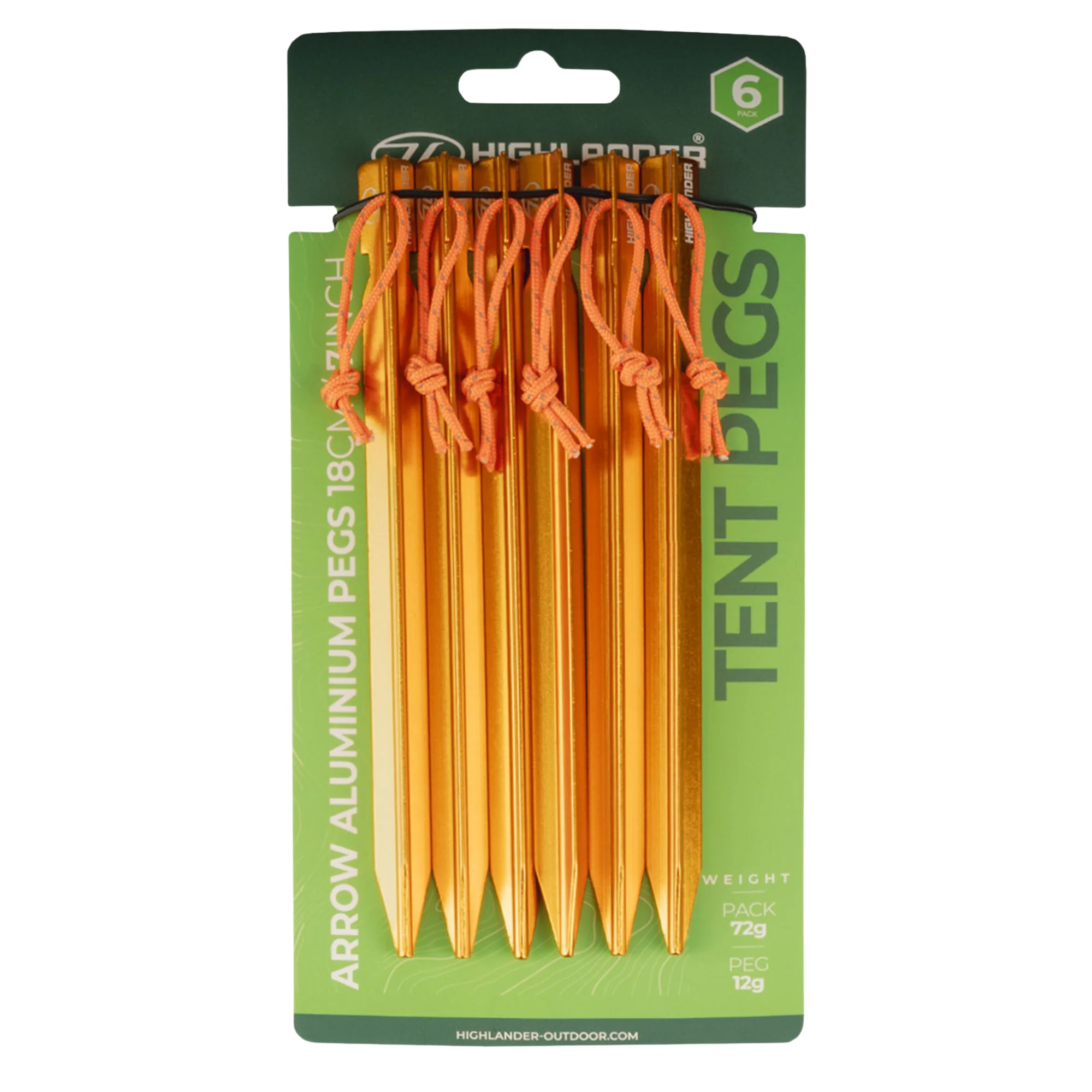 Highlander 18cm/7in Arrow Aluminium Tent Pegs (6 Per Pack) - Image 8