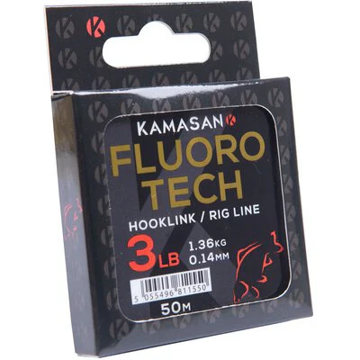 Kamasan Fluoro Tech Hooklink Line (50m/0.19mm/5lbs)(Clear)
